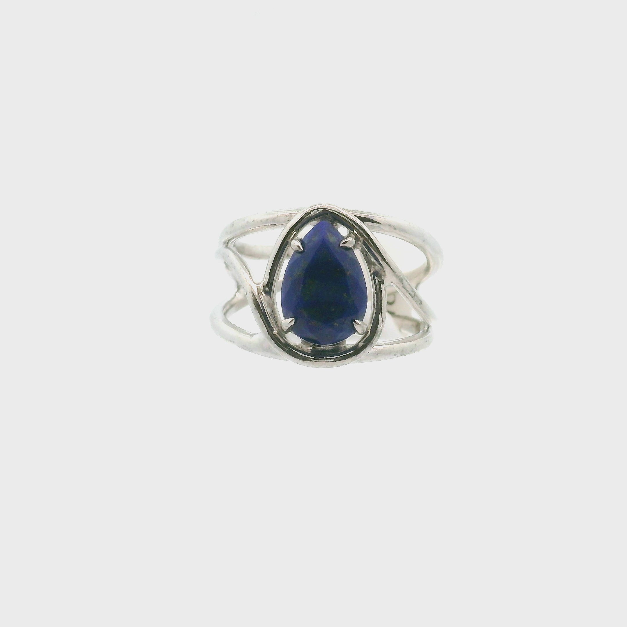 Lapis Lazuli Faceted Cuff Ring .925 Silver for Power & Confidence