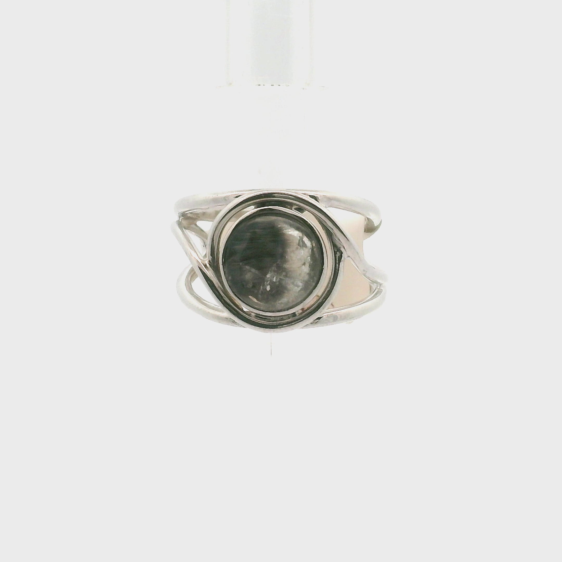 Silver Rutile in Quartz Cuff Ring 925 Silver for Grounding and Renewal