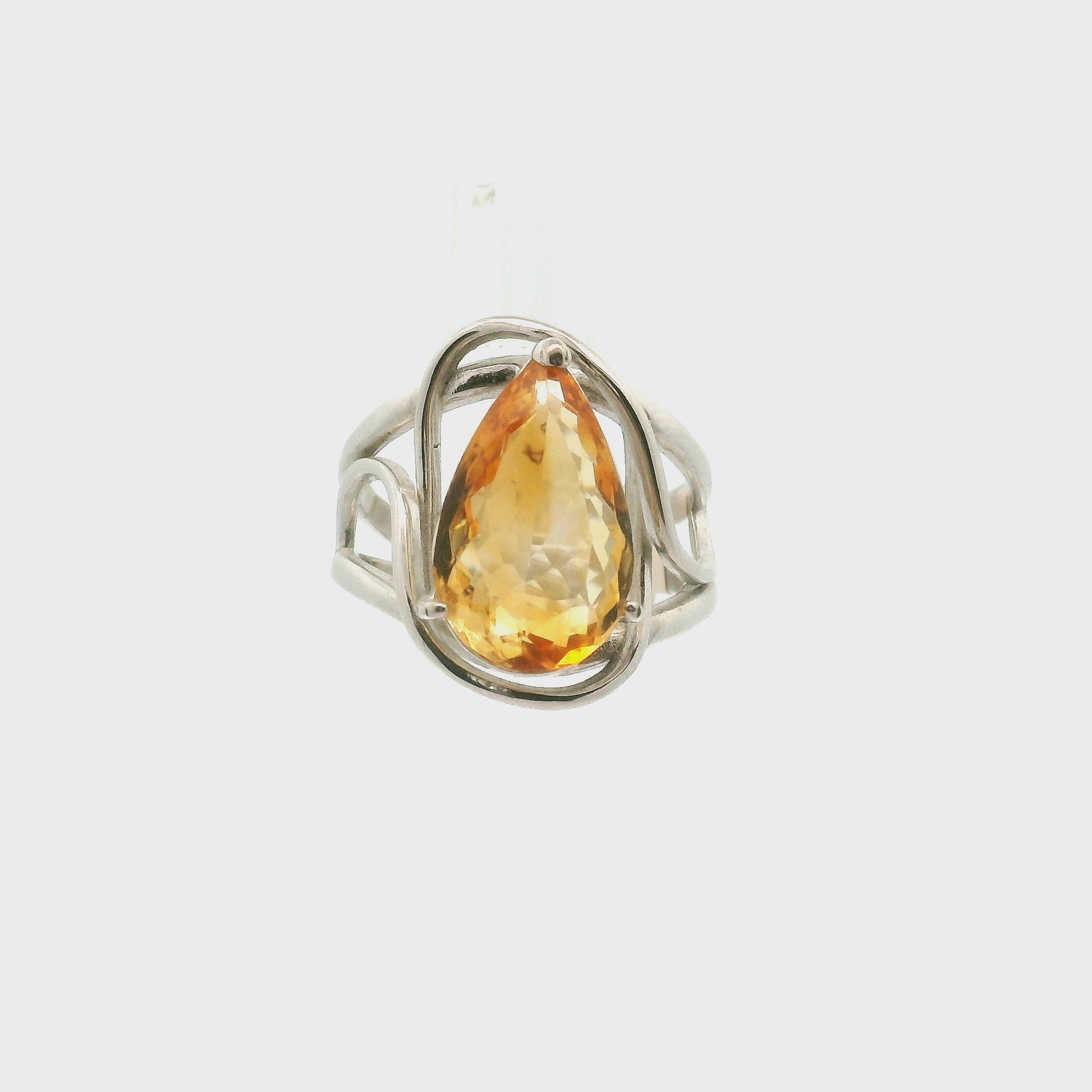 Madeira Citrine Adjustable Finger Cuff Ring .925 Silver for Abundance, Good Luck and Positivity
