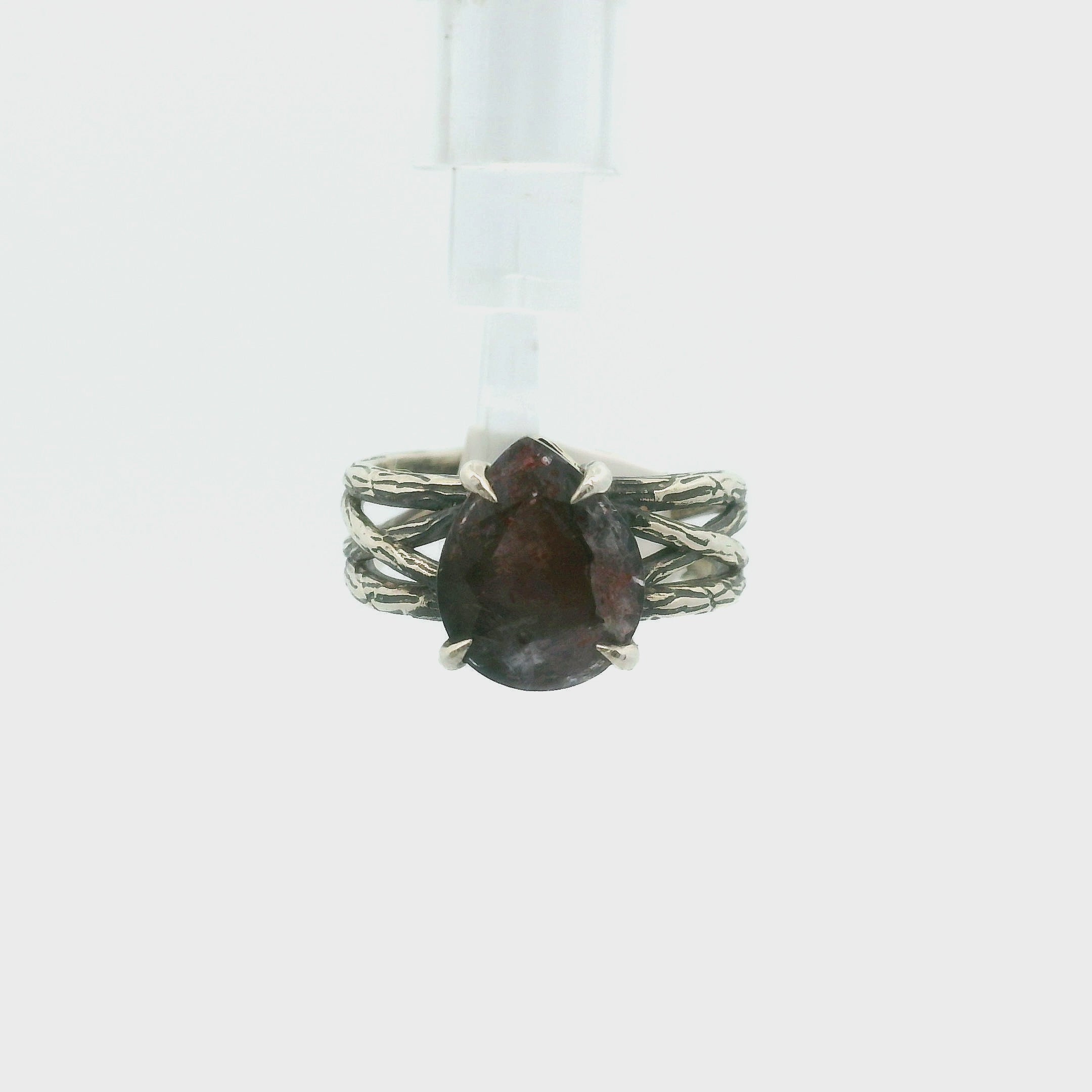 Iolite Bad Witch Cuff Ring .925 Silver for Meditation and Positive Mindset