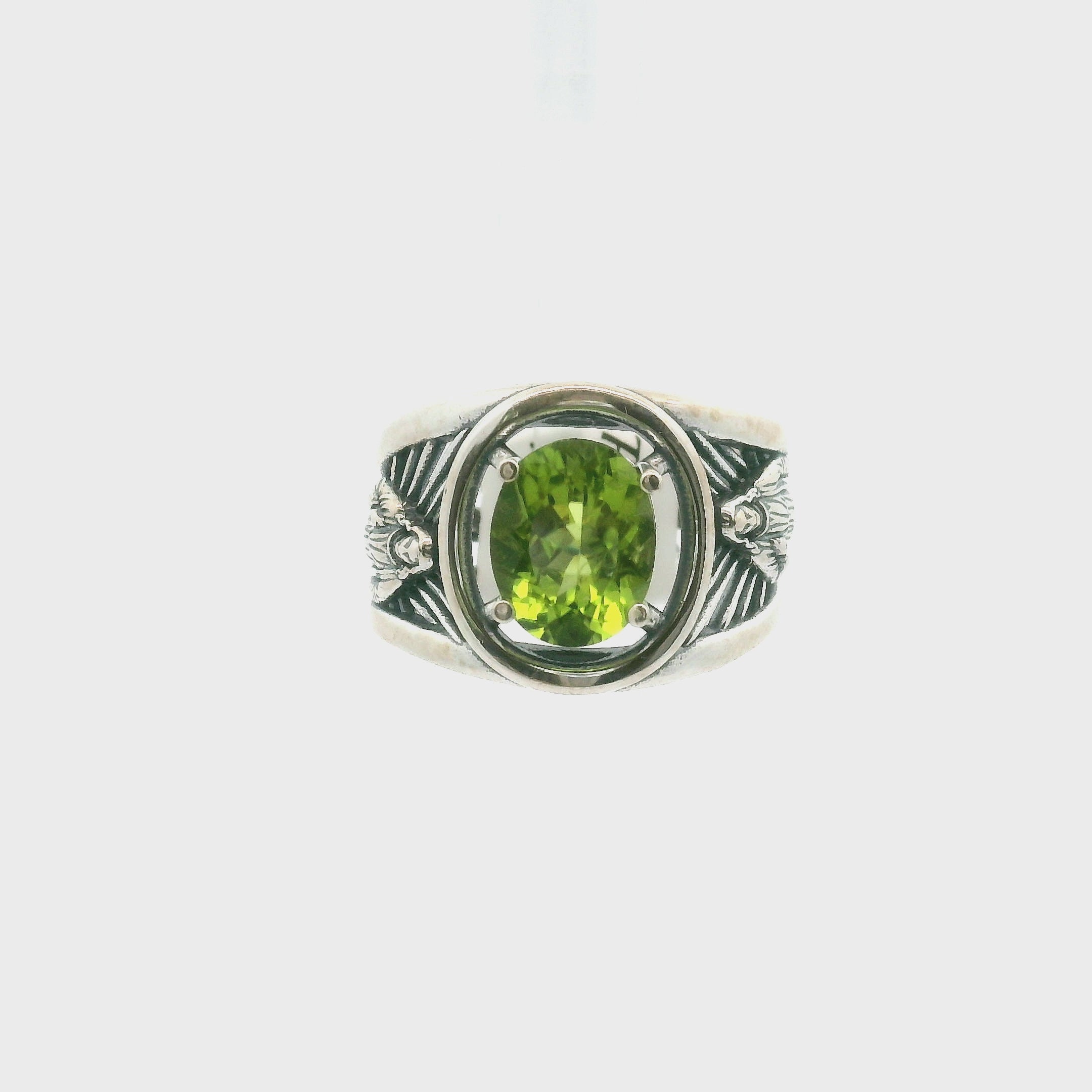 Peridot Jesus Cuff Ring .925 Silver for Renewal and Radiant Expansion