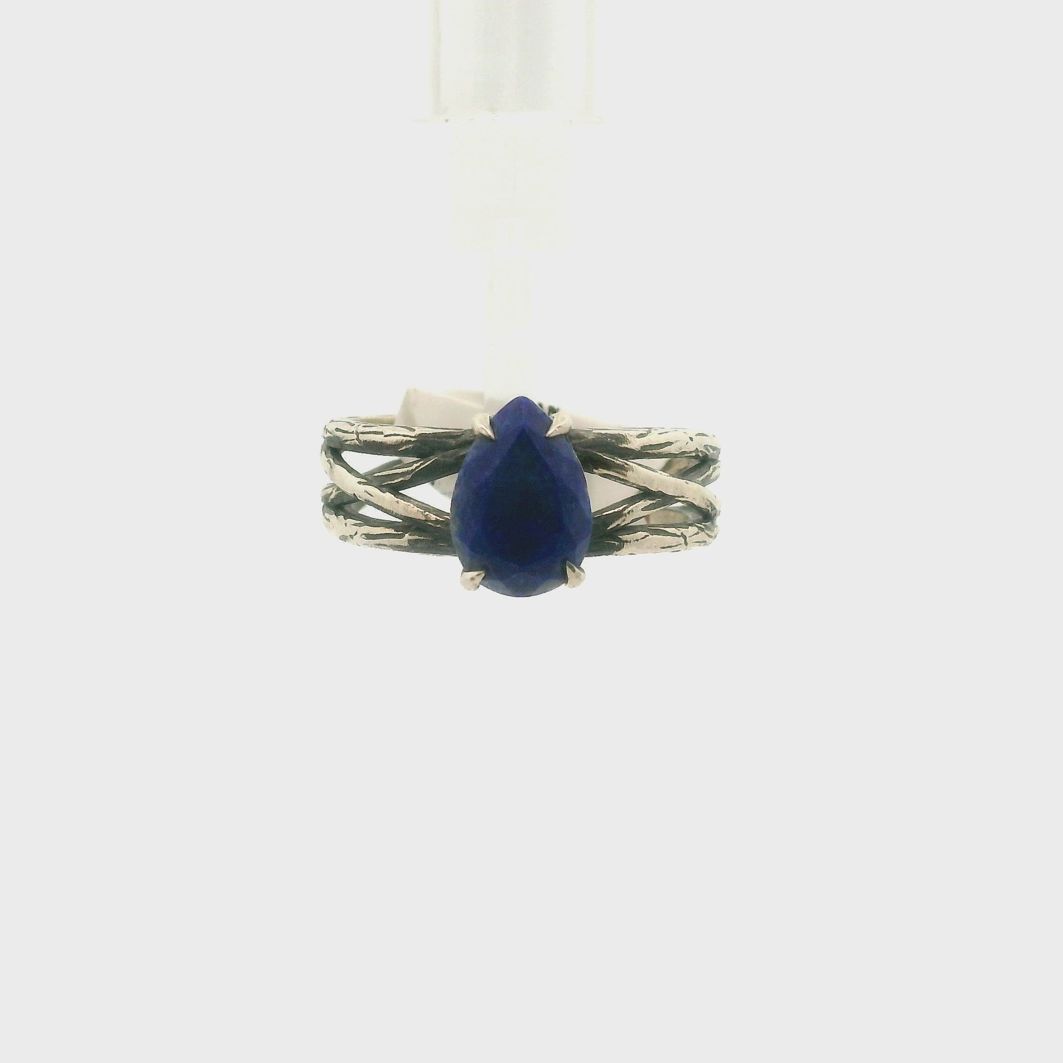 Lapis Lazuli Bad Witch Cuff Ring .925 Silver for Power and Confidence