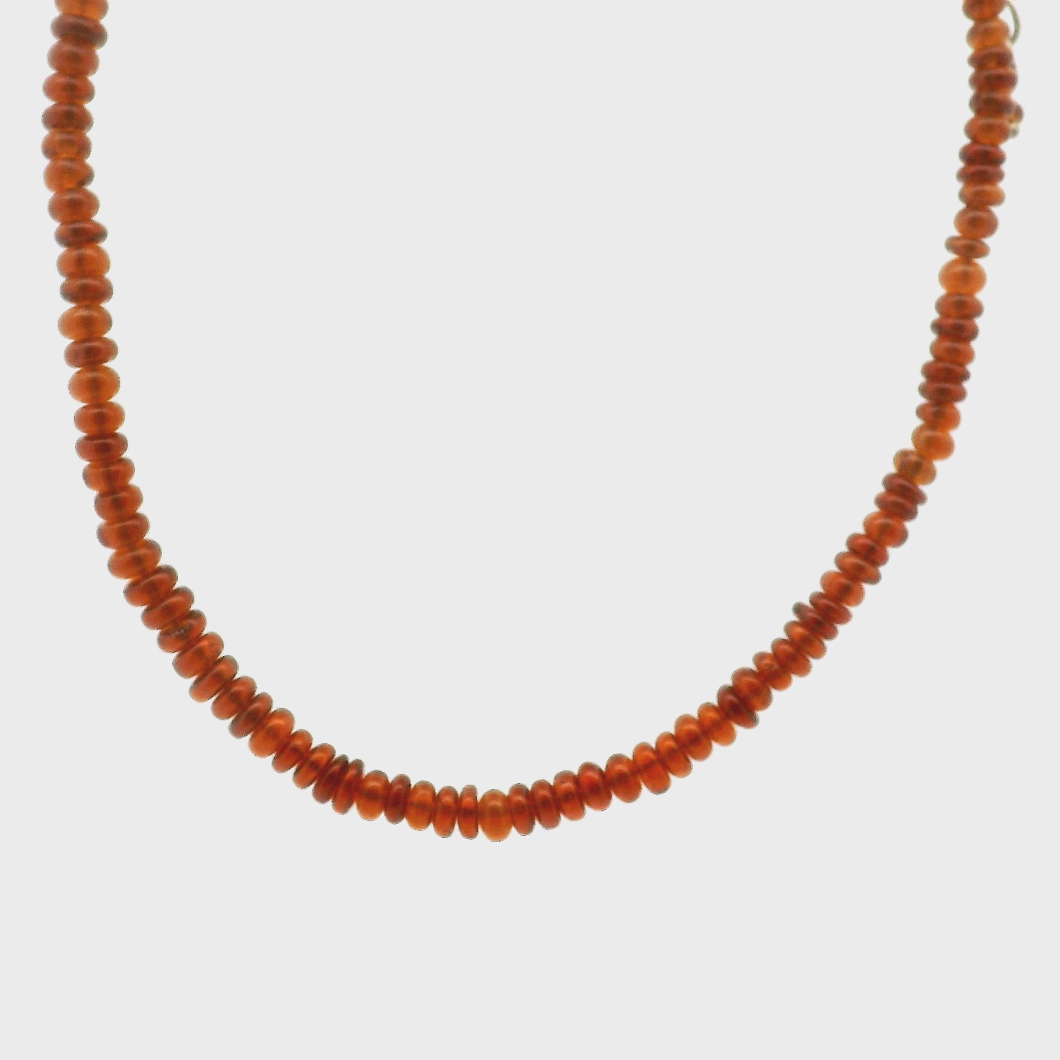 Hessonite Garnet Rondelle Necklace 925 Silver for Manifesting Success in your Career, Protection and Wealth
