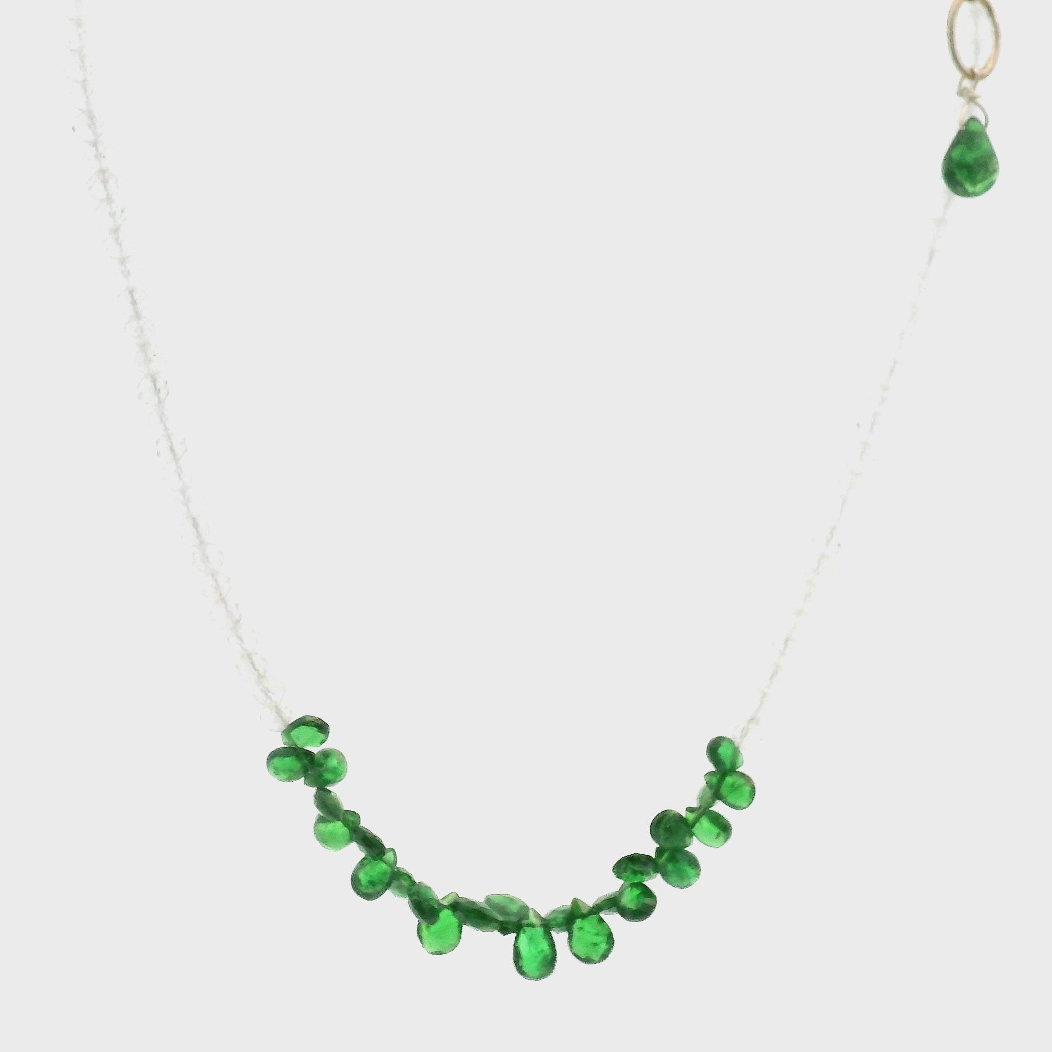 Tsavorite Briolette and White Topaz Micro Faceted Necklace for Compassion & Loyalty