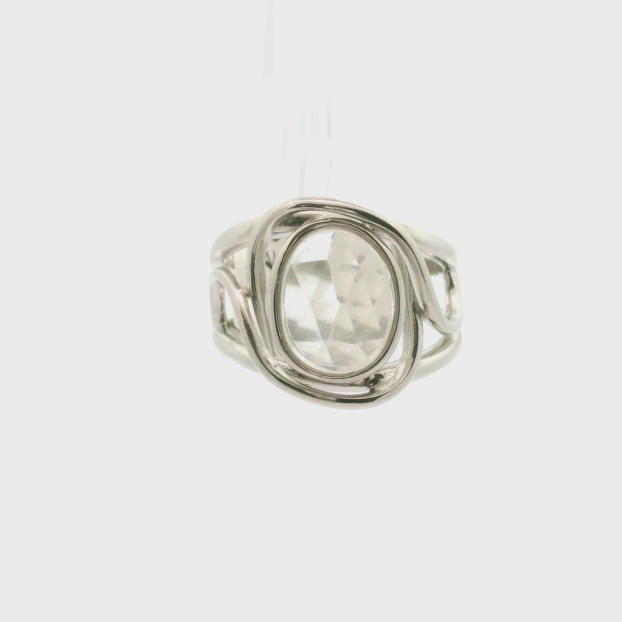 Hyalite Opal Cuff Ring 925 Silver for Emotional Healing, Inner Peace and Intuition