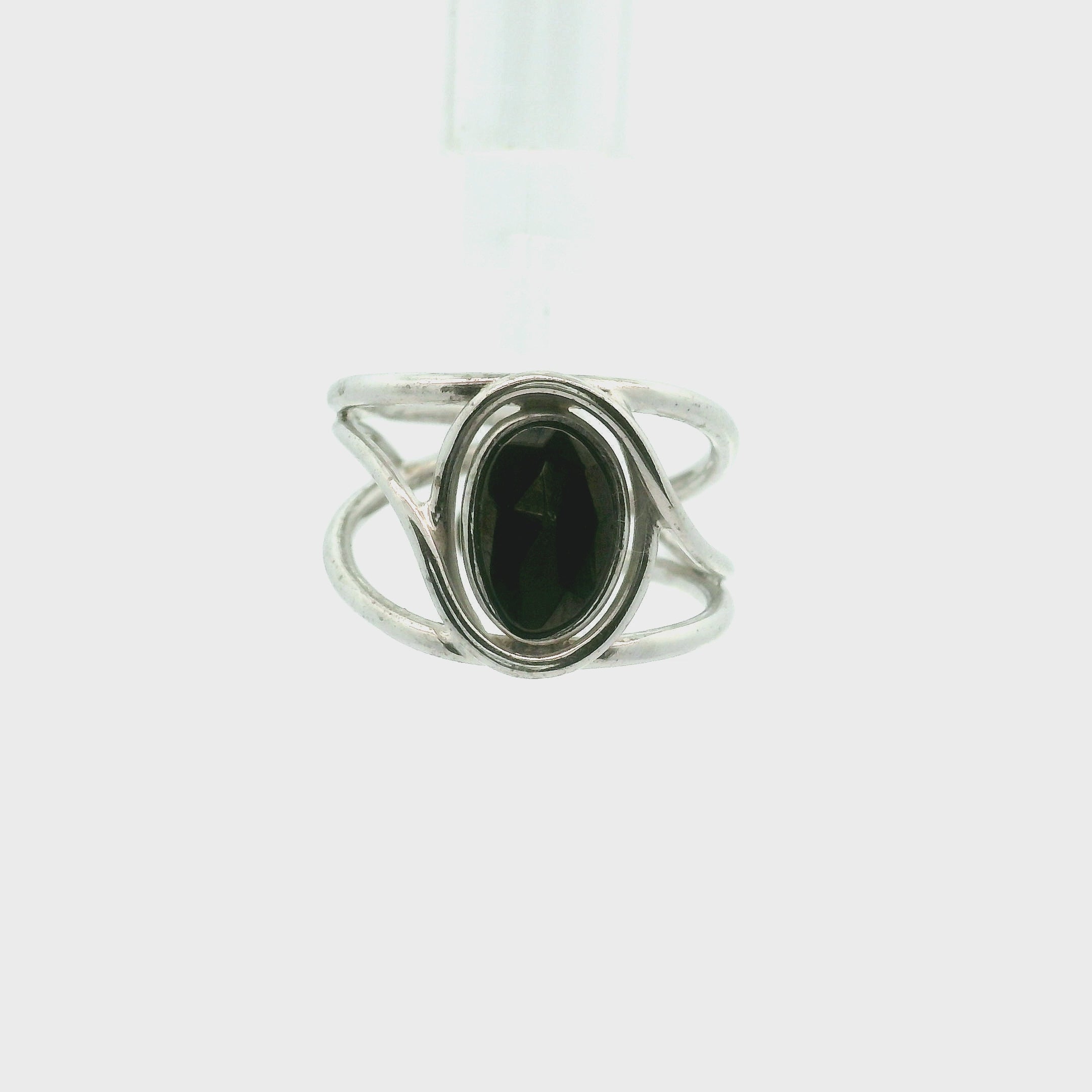 Nuummite Cuff Ring .925 Silver for Awareness, Communication and Meditation