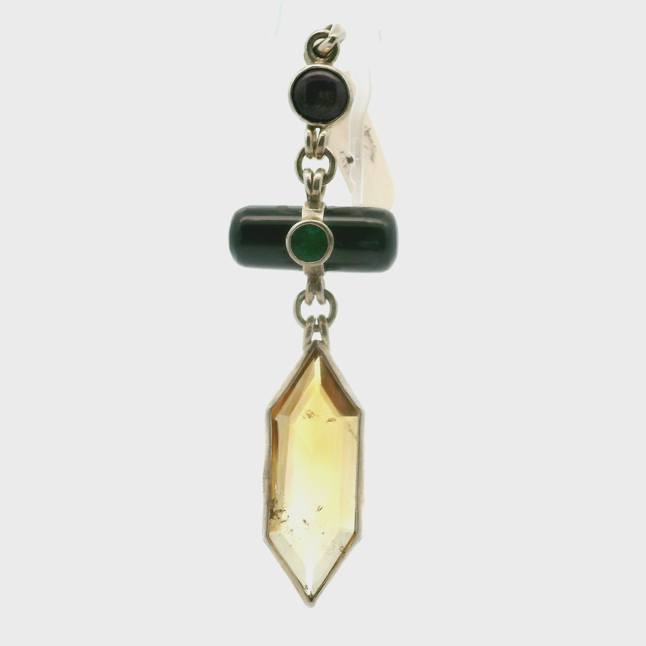 Citrine, Sapphire, Emerald & Star Ruby Pendant .925 Silver for Abundance, Prosperity and Protection