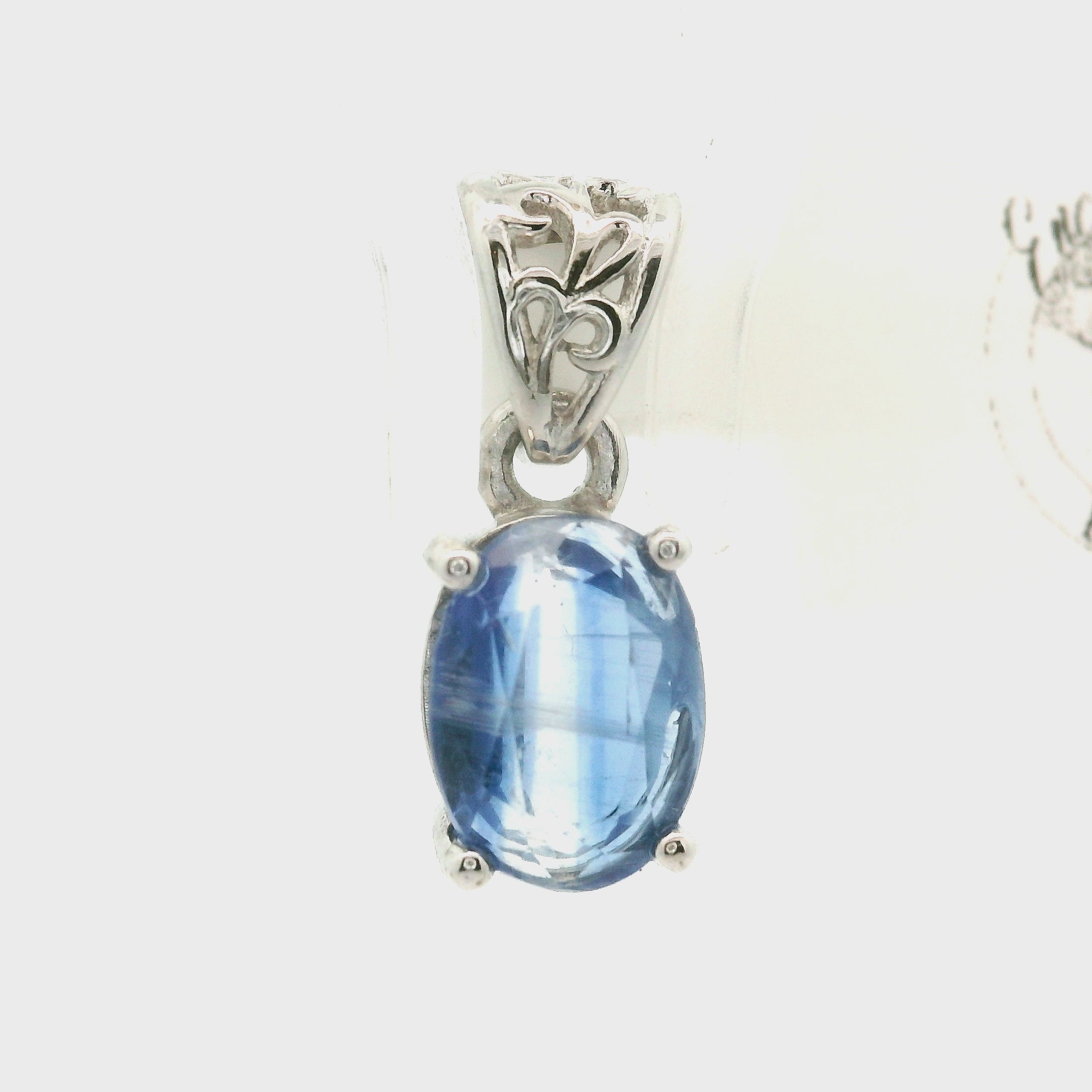 Blue Kyanite Faceted Pendant .925 Silver for Healing Work, High Intuition and Releasing Addiction