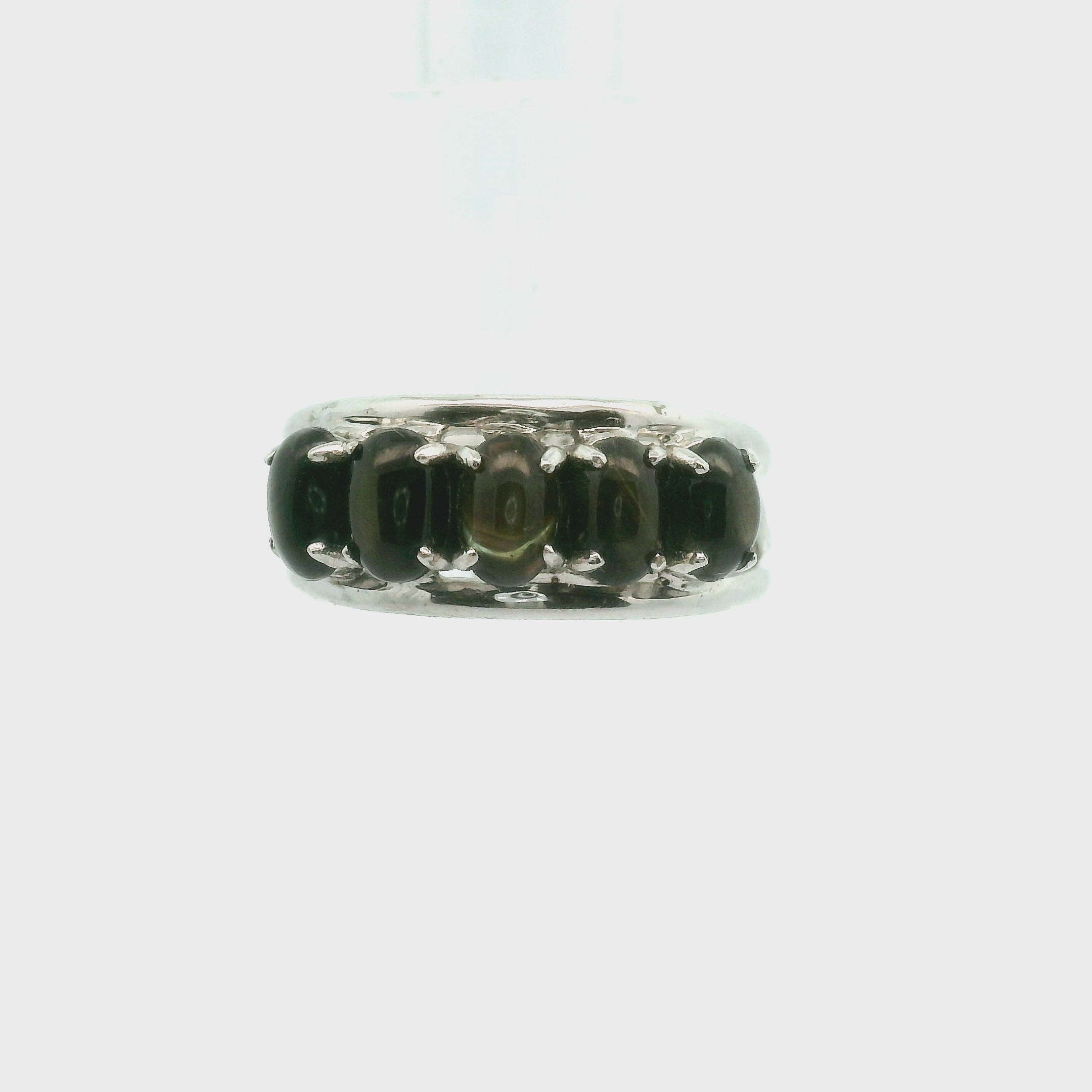 Multi Stone Oval Cut Stacker Cuff Ring .925 Silver for Healing, Intention Setting and Manifesting your Desires