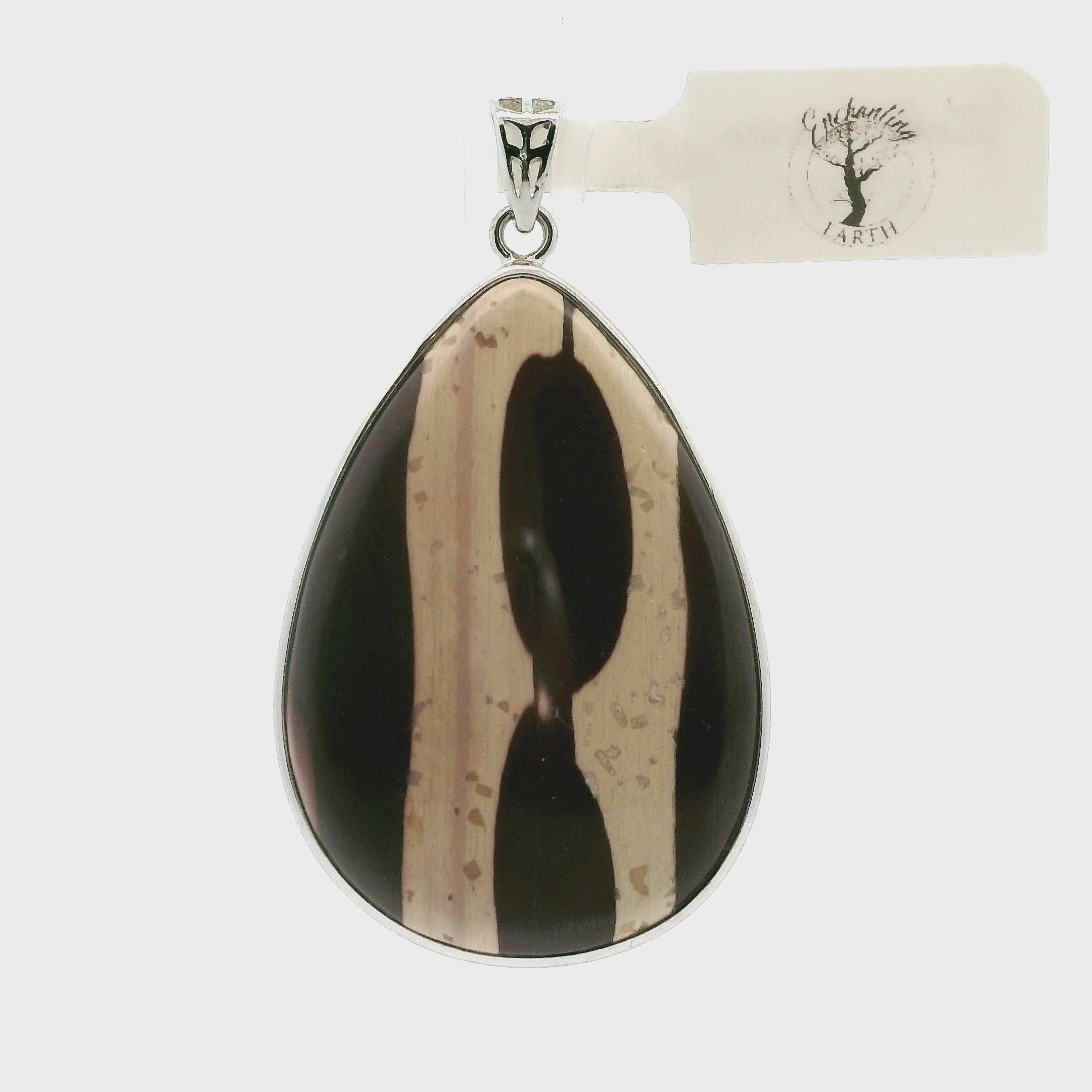 Zebra Stone Pendant .925 Silver for Overcoming Challenges and Staying Grounded