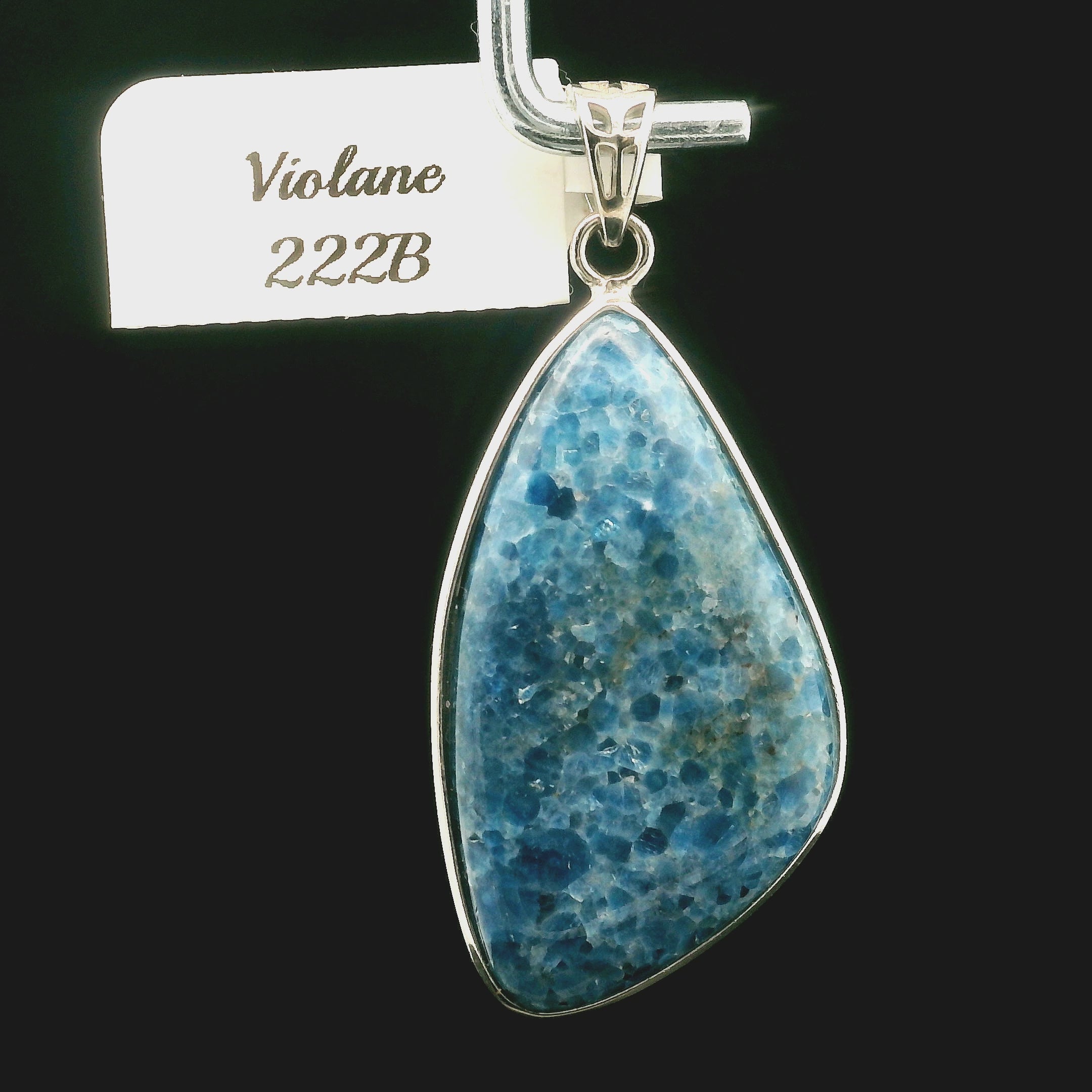 Blue Diopside (Violane) Pendant .925 Silver (High Quality) for Communicating with Angels