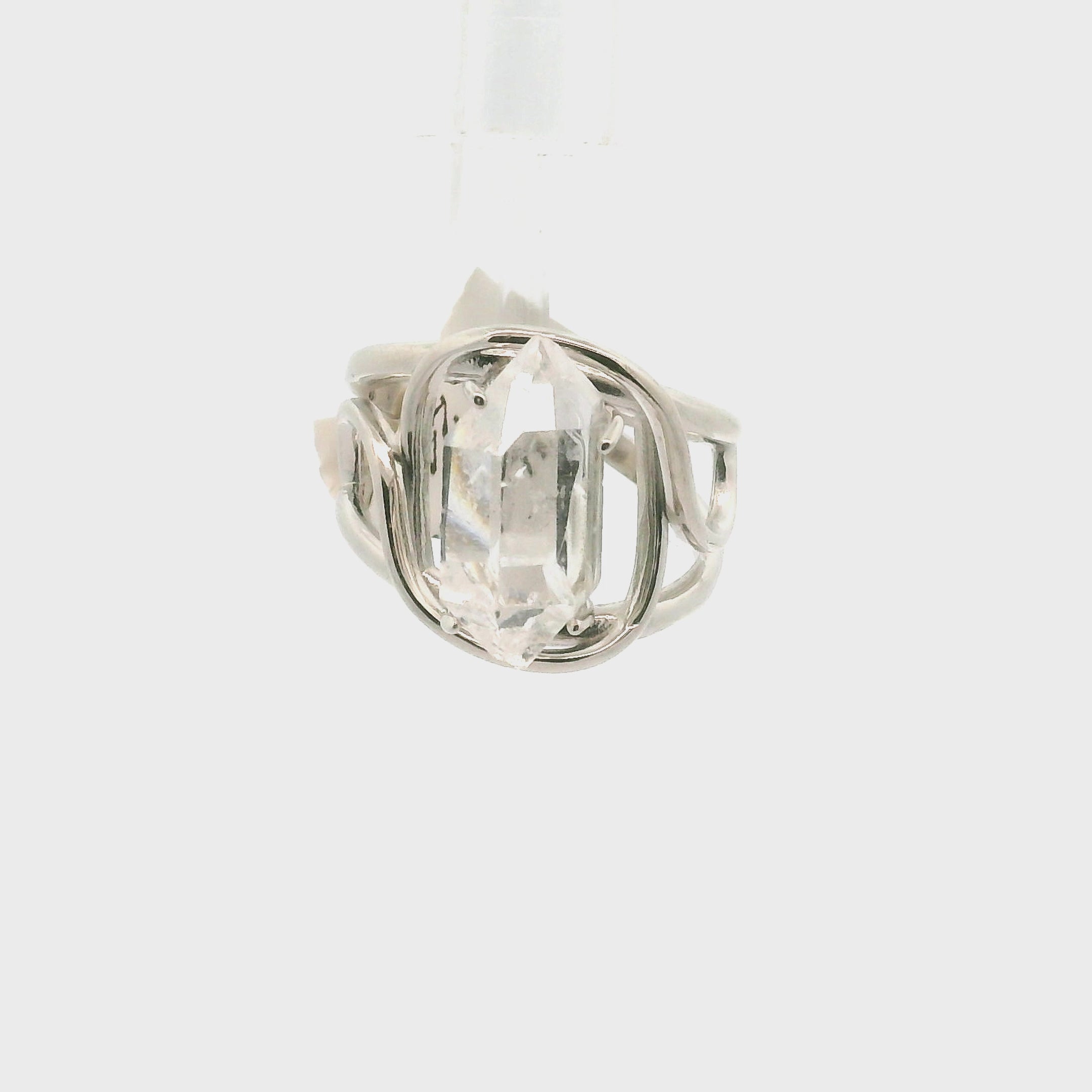 Herkimer Quartz Cuff Ring .925 Silver for  Intention Setting and Manifesting your Desires