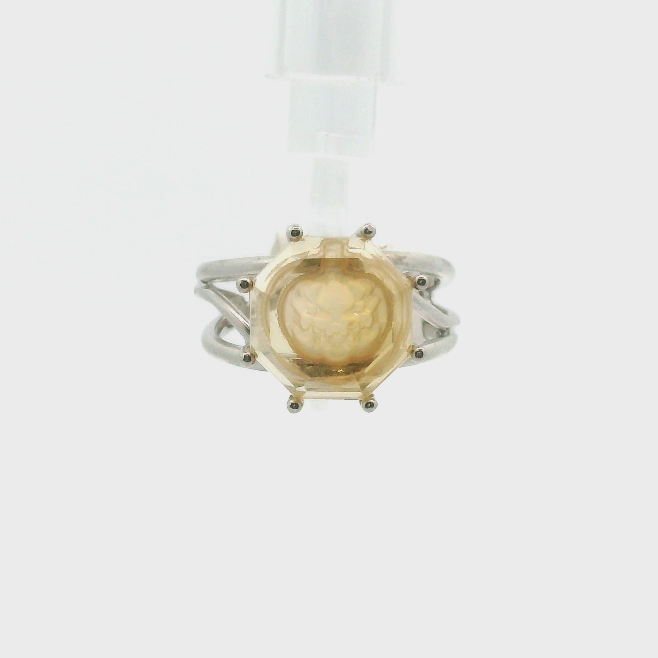 Citrine Sinister Jack Cuff Ring .925 Silver for Playfulness