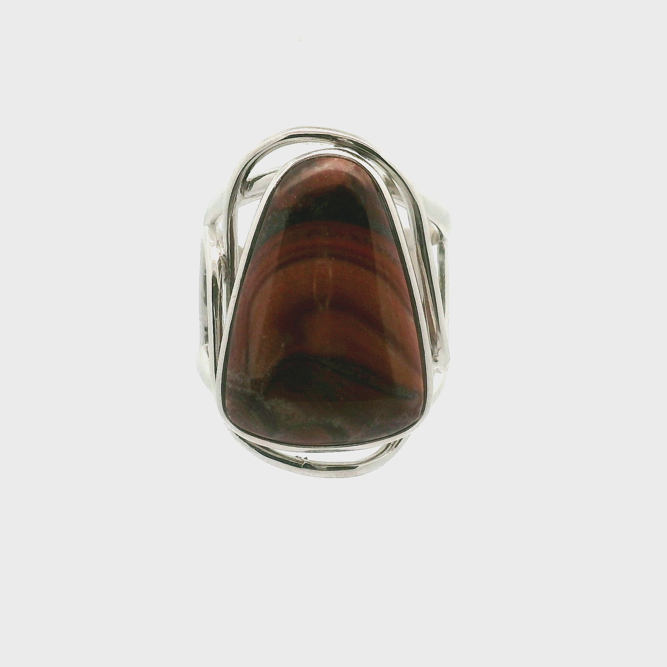 Wave Dolomite Cuff Ring 925 Silver for Patience, Grounding and Balance