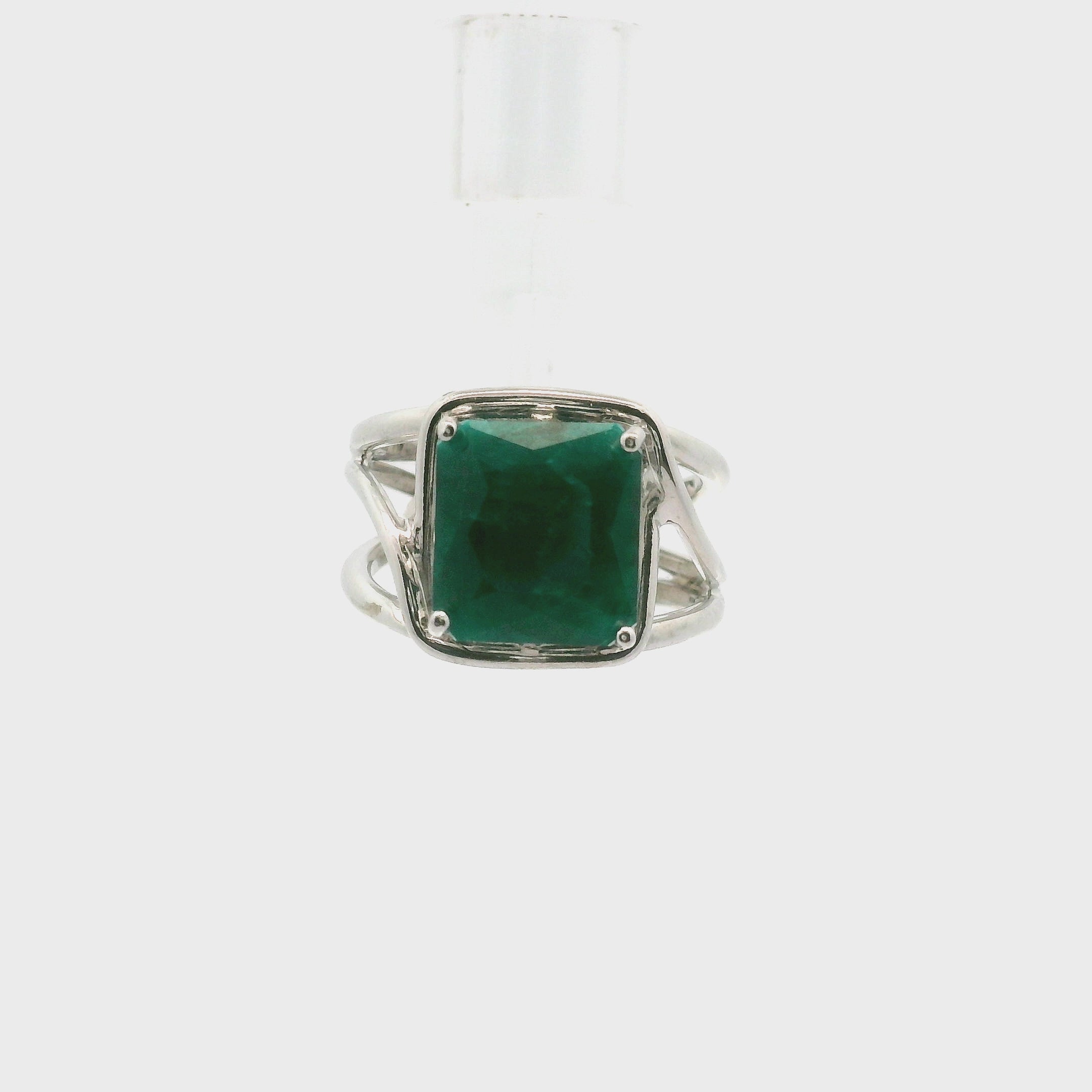 Dioptase Cuff Ring, Adjustable .925 Silver Emotional Balance, Healthy Relationships and Love