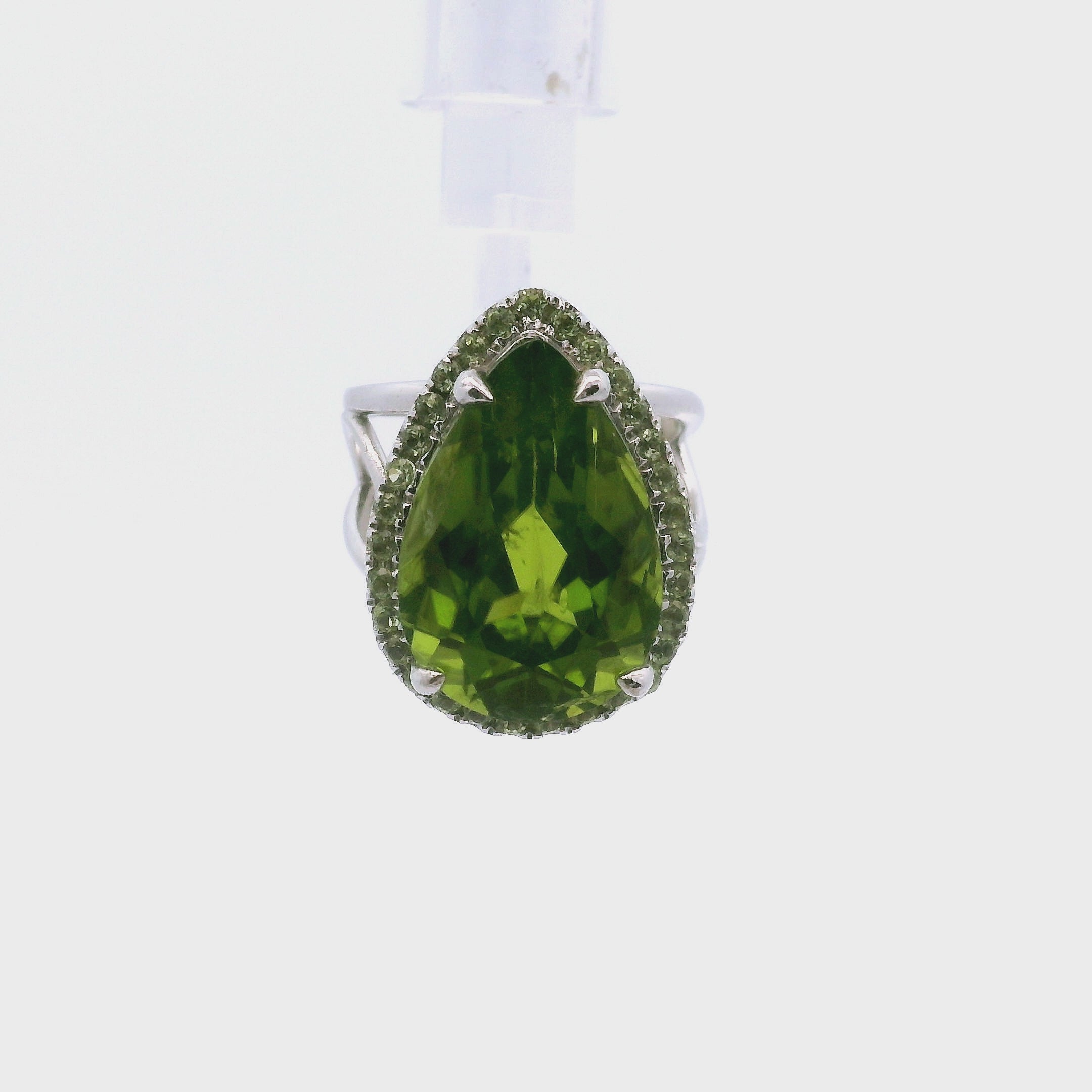 Peridot Pavé Cuff Ring and Pendant .925 Silver for Luck and Prosperity