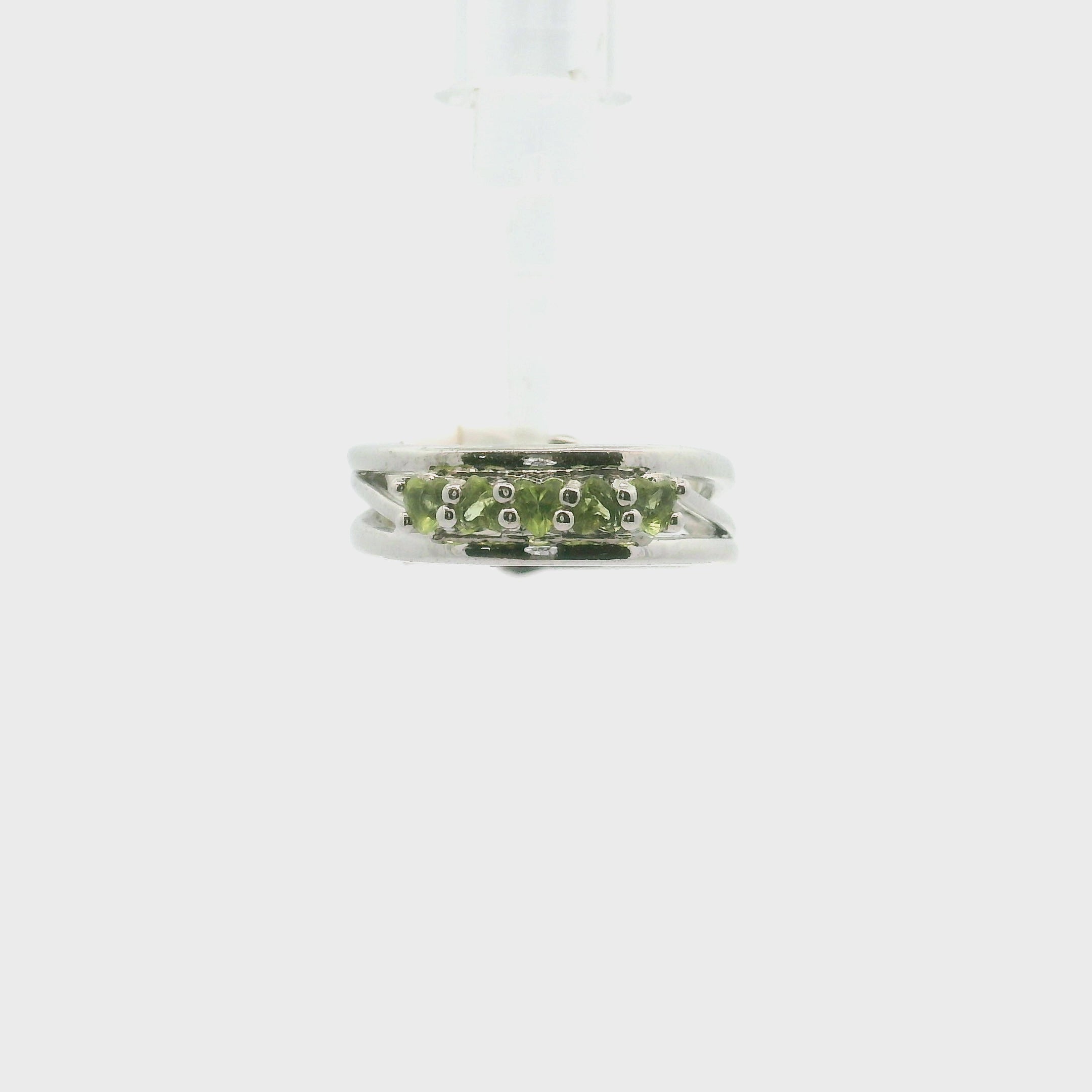 Peridot Heart Stacker Cuff Ring .925 Silver for Power, Prosperity and Protection