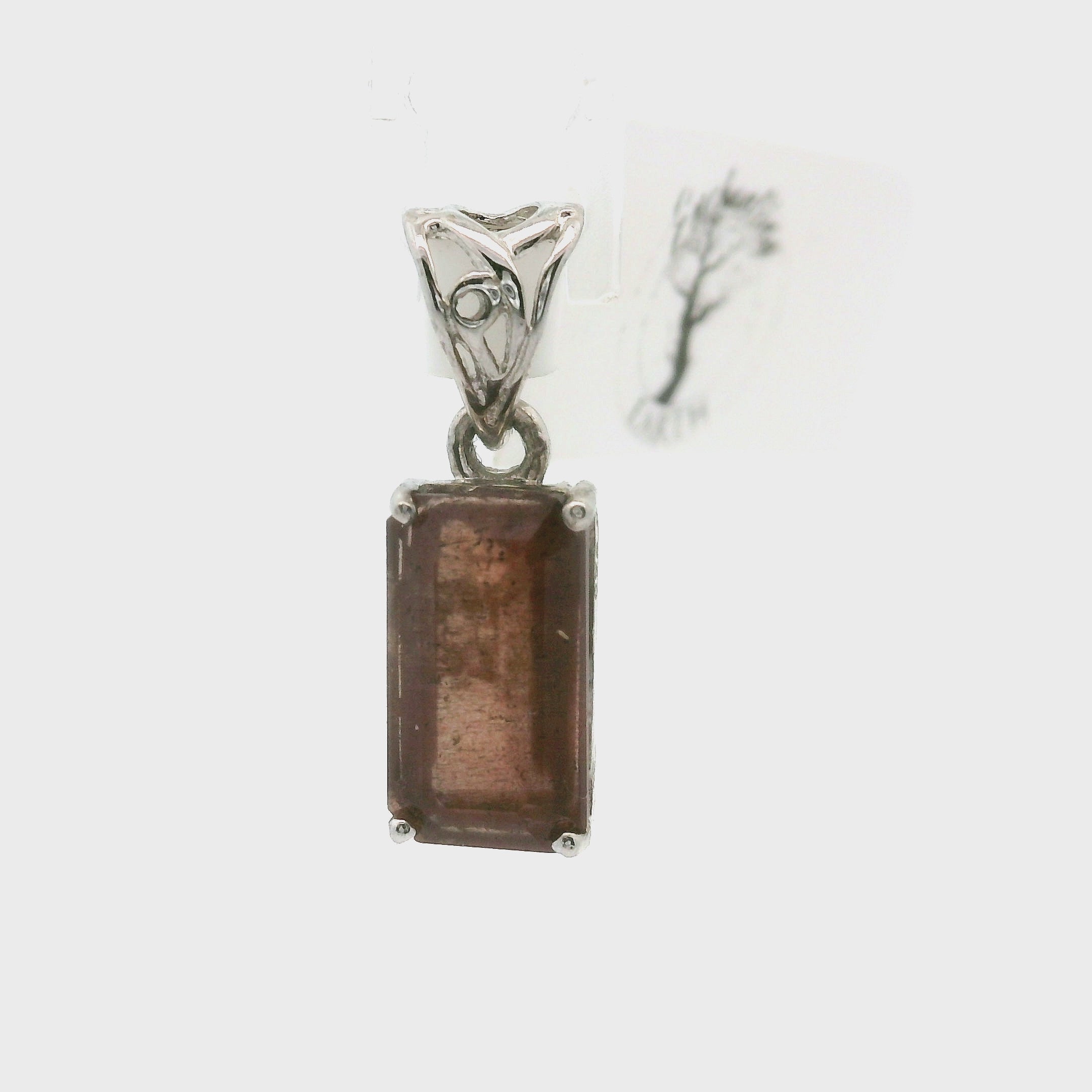 Emerald Cut Copper Scapolite Pendant .925 Silver for Enhancing Communication with Guides, Insight & Memory