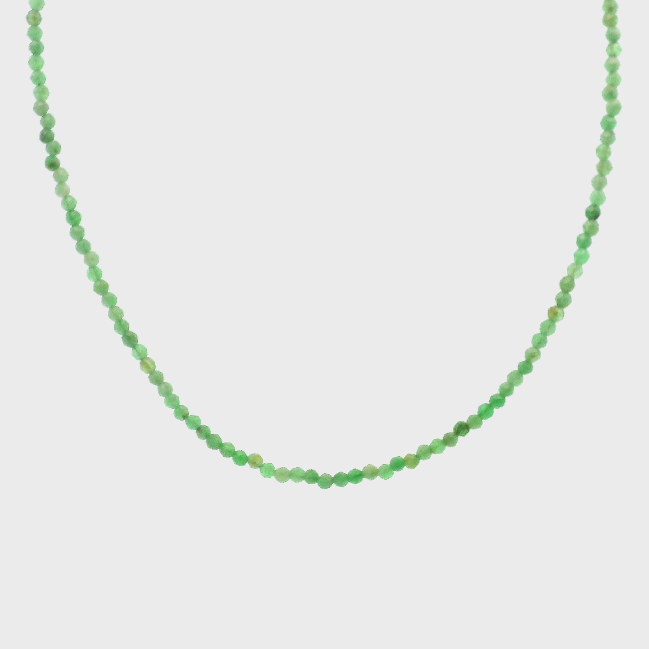 Tsavorite Garnet Micro Faceted Choker/Layering Necklace 925 Silver for Balance and Prosperity