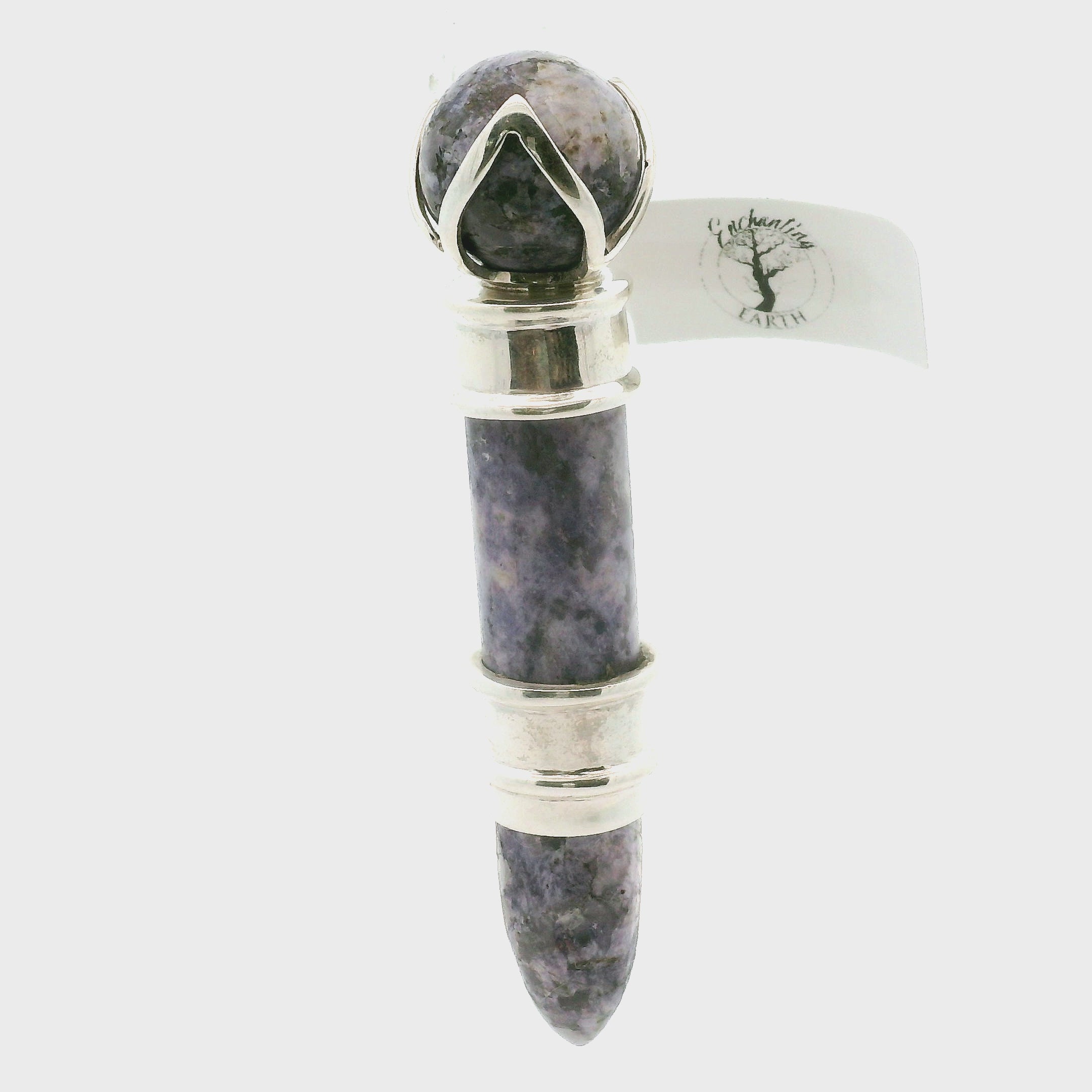 Pink & Purple Lepidolite Wandlet Wand Pendant .925 Silver for Energetic Balance and Purification