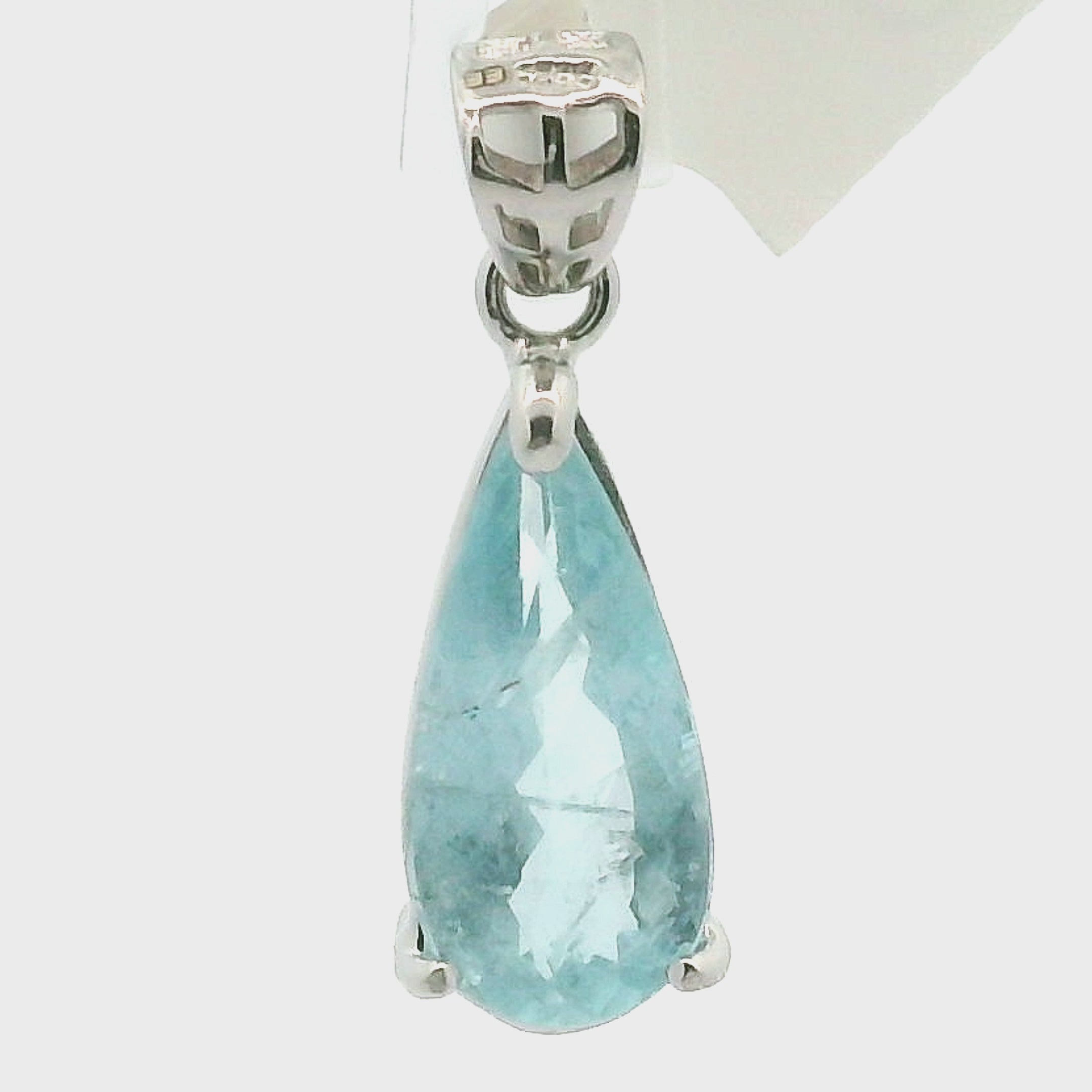 Aquamarine Faceted Pendant .925 Silver for Peace and Calm