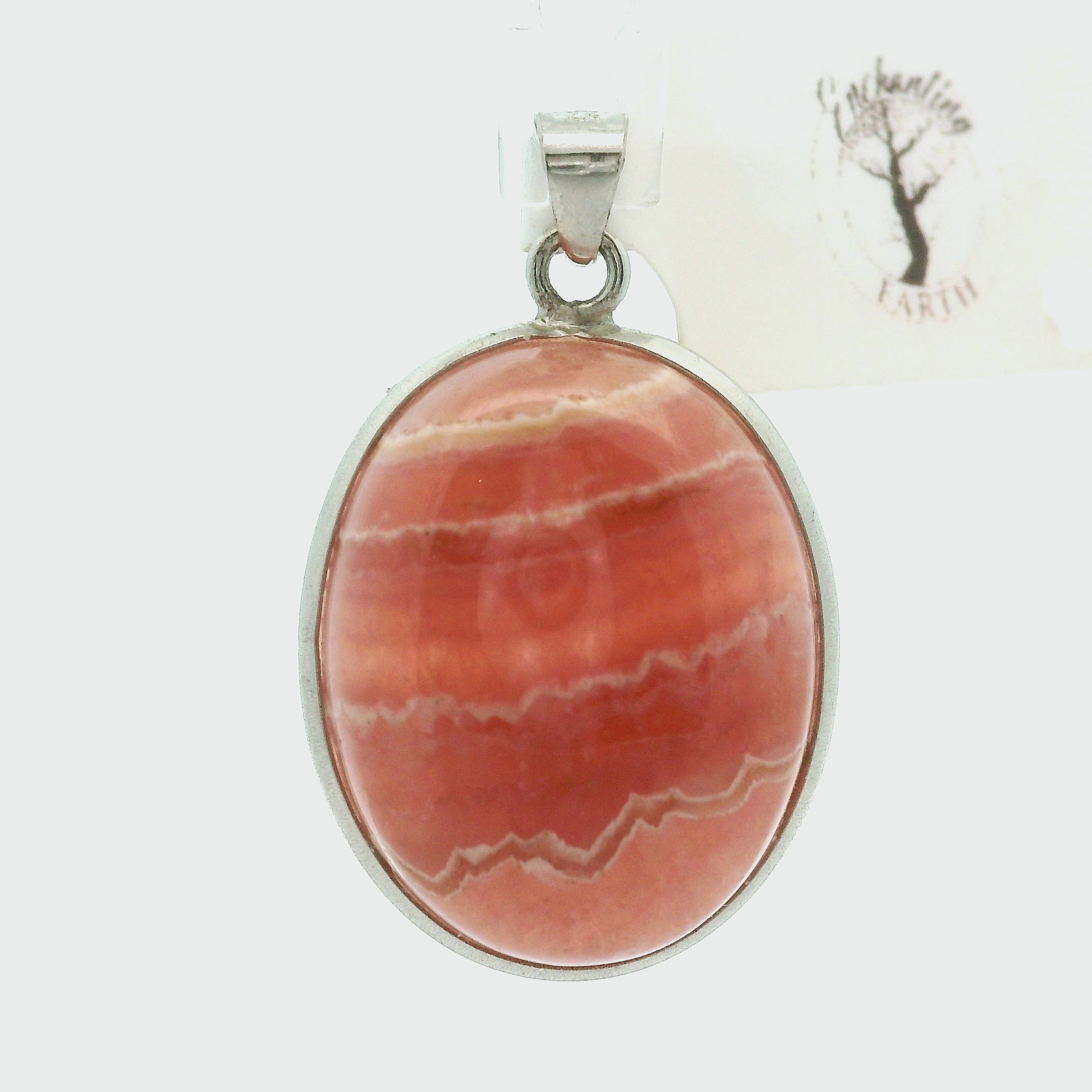 Rhodochrosite Pendant .925 Silver for Emotional and Trauma Healing