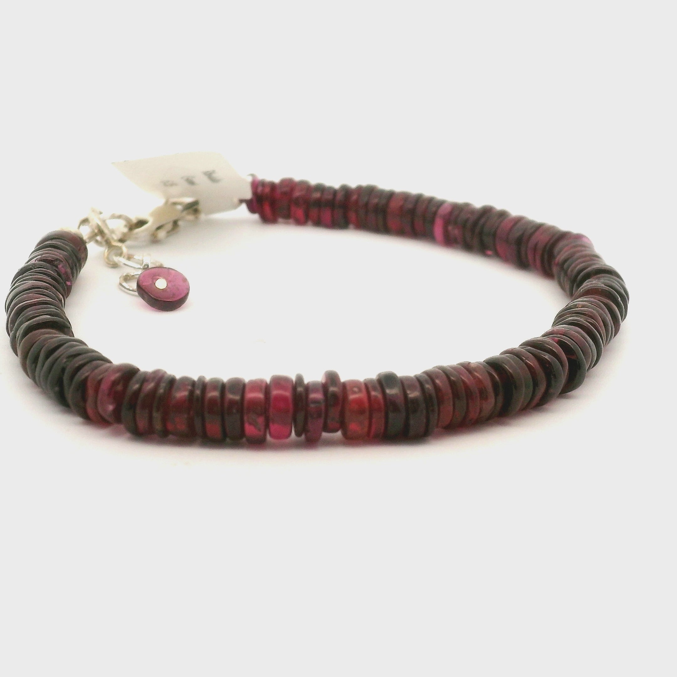 Garnet Heishi Bracelet 925 Silver for Strength and Universal Connection
