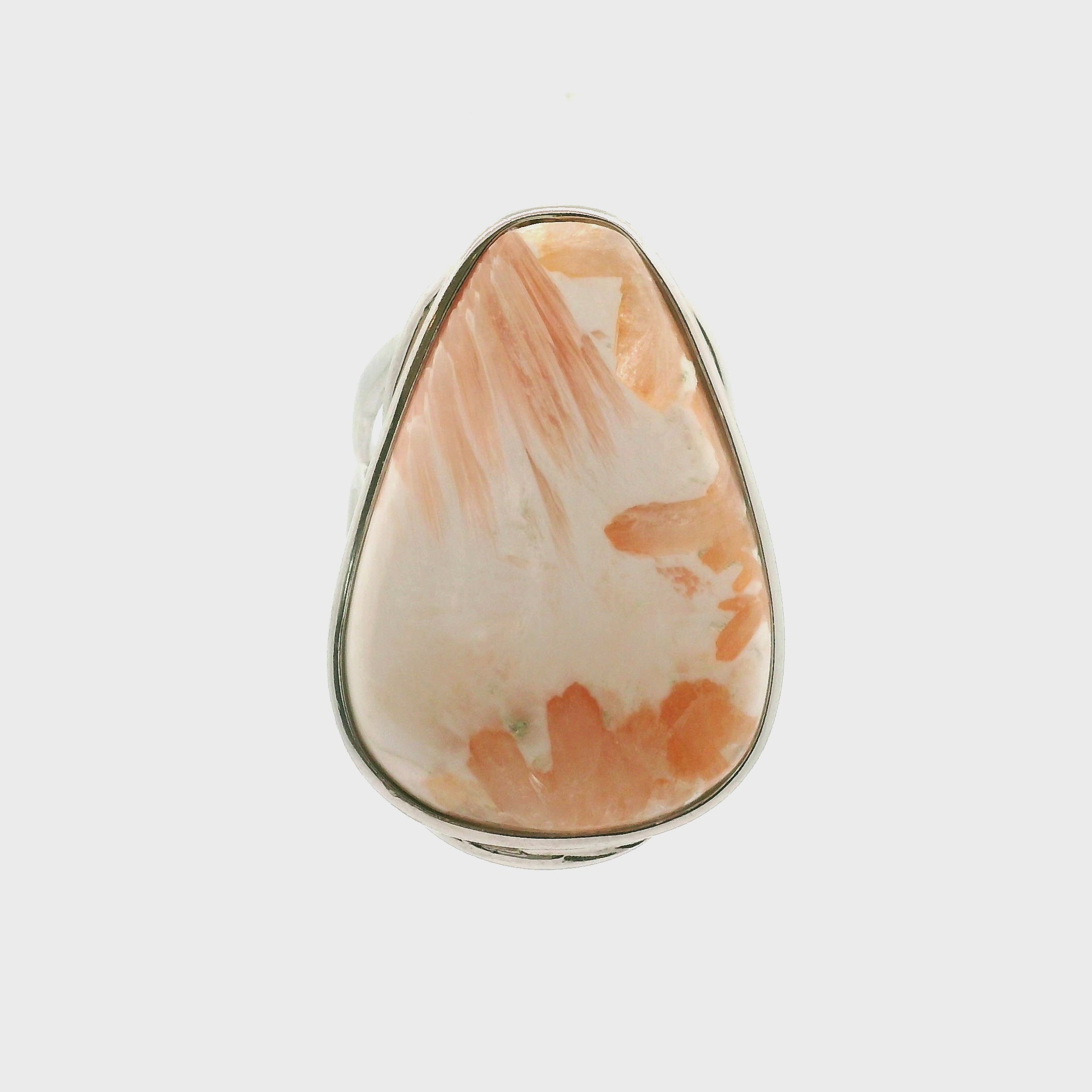 Scolecite Cuff Ring .925 Silver for Accessing Higher Realms and Lineage Healing
