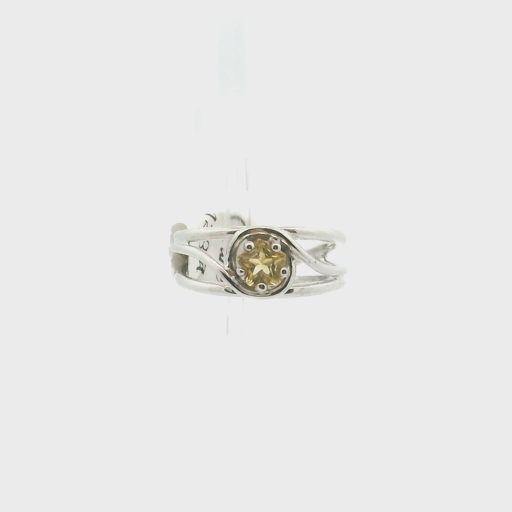 Citrine Star Midi Adjustable Finger Cuff Ring .925 Silver for Abundance, Good Luck and Positivity