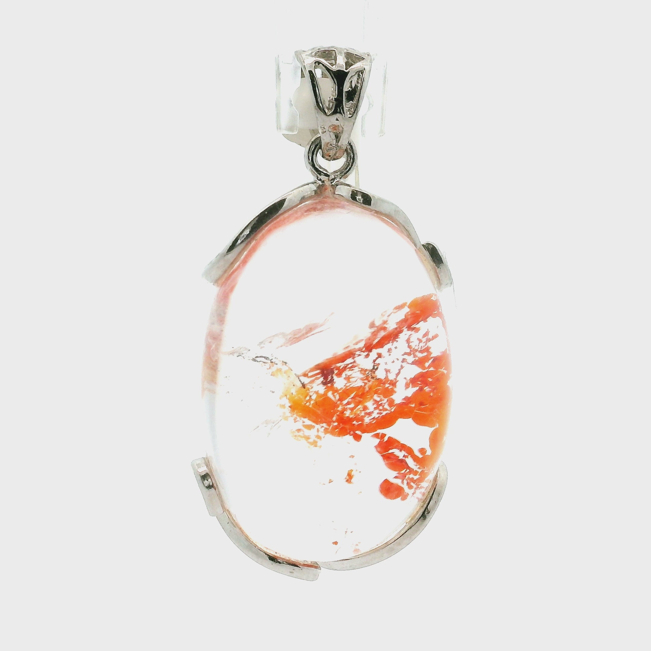 Koi Quartz Pendant .925 Sterling Silver for Spiritual Transformation
