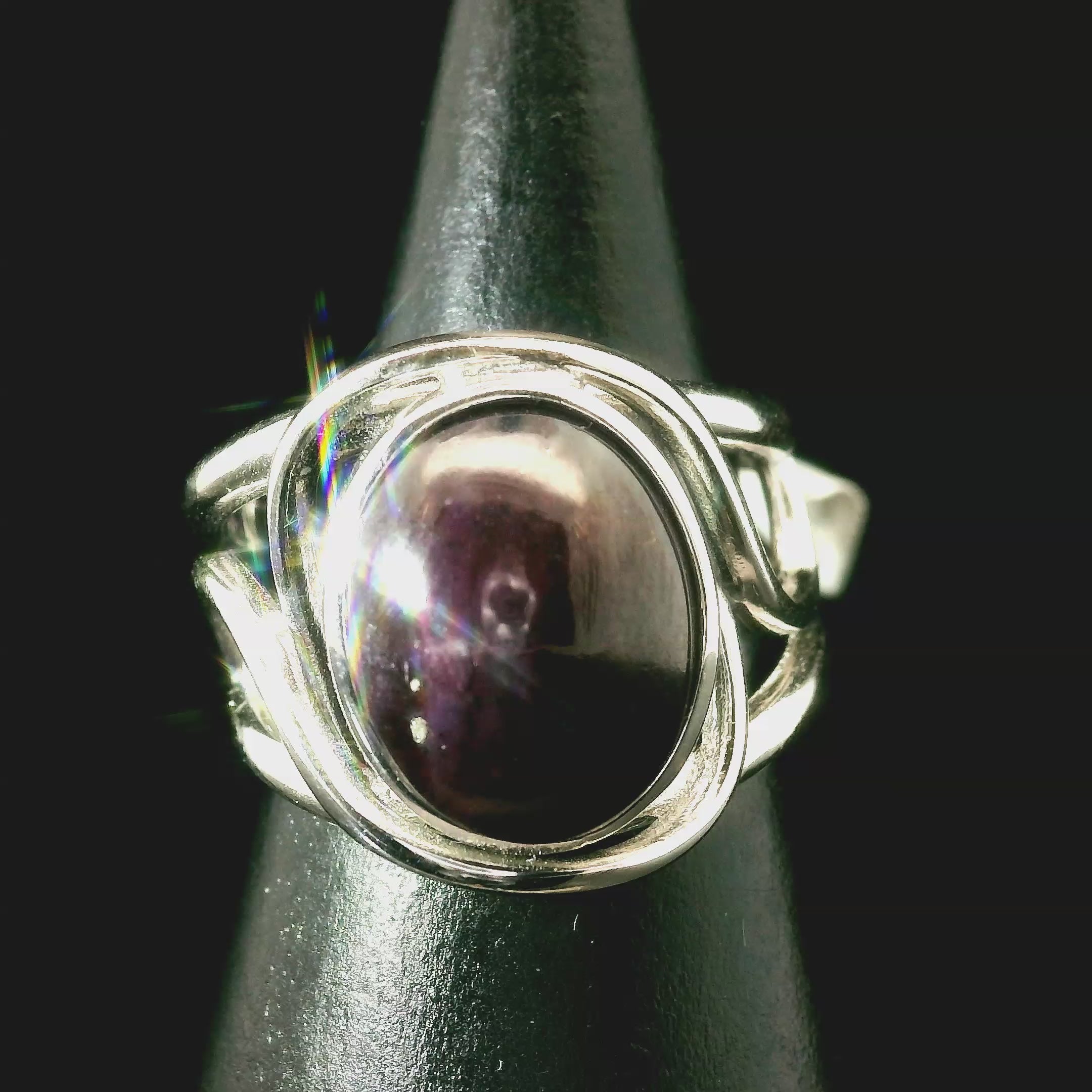 Star Garnet Cuff Ring .925 Silver for Health and Strength