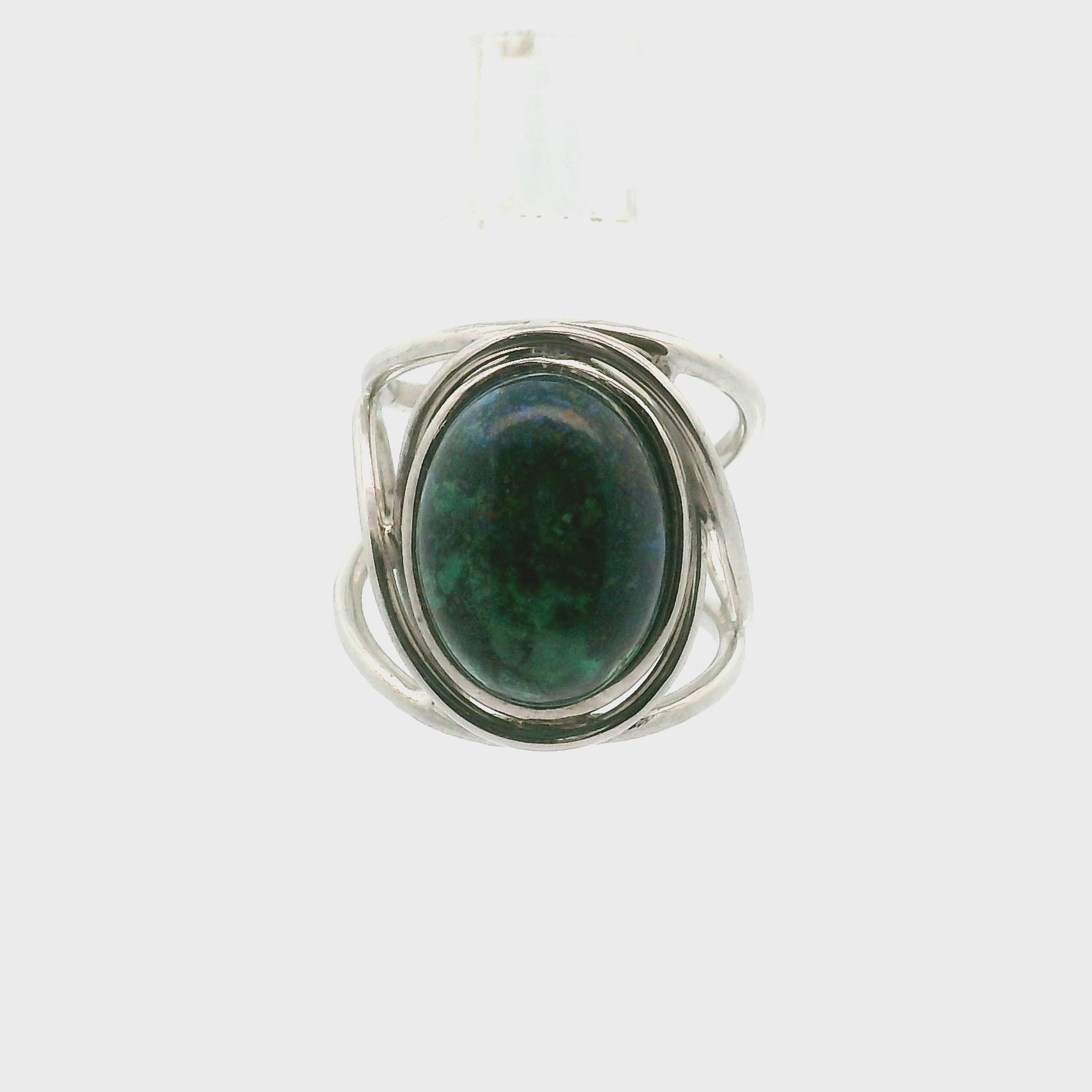 Azurite with Malachite Cuff Ring .925 Silver for Embracing Divine Feminine Power and Healing