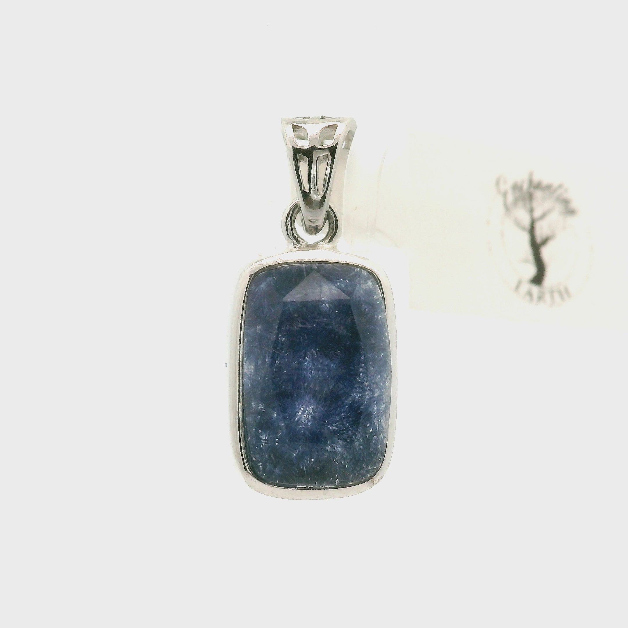 Dumortierite in Quartz Pendant .925 Silver for Hope, Improving Memory and New Ideas