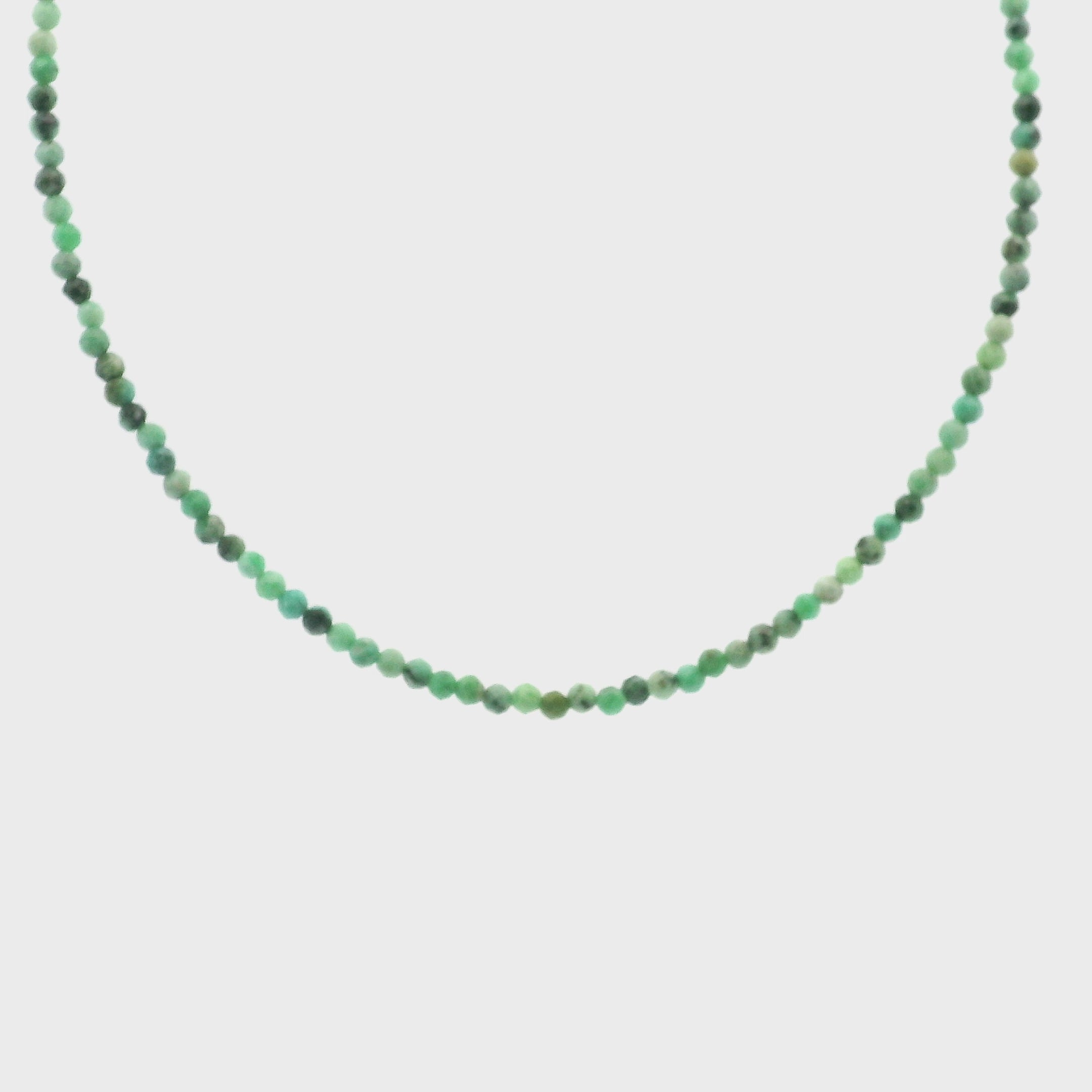 Variscite Micro Faceted Choker/Layering Necklace 925 Silver for Joy and Prosperity