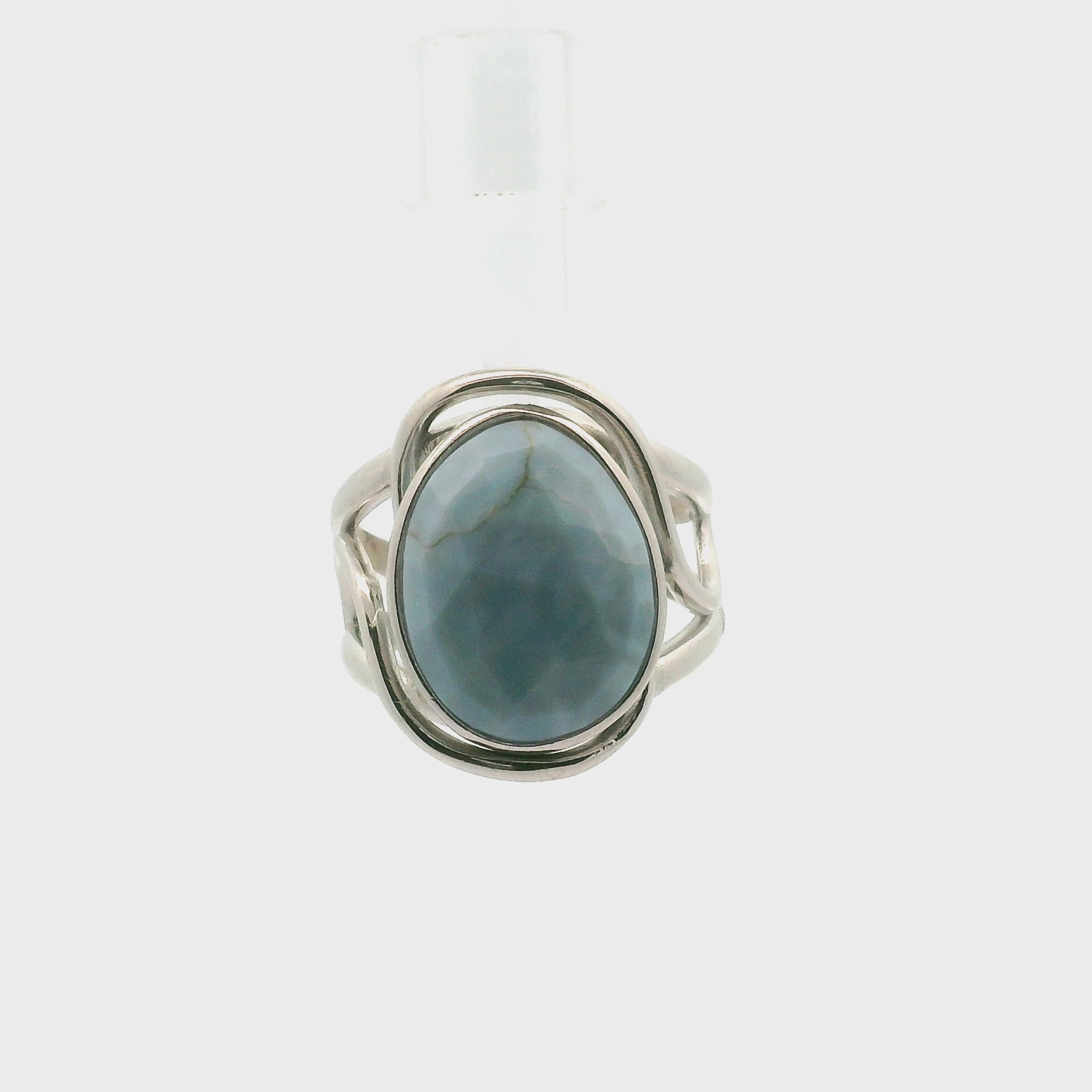 Owyhee Opal Faceted Cuff Ring .925 Silver for Emotional Healing and Balance