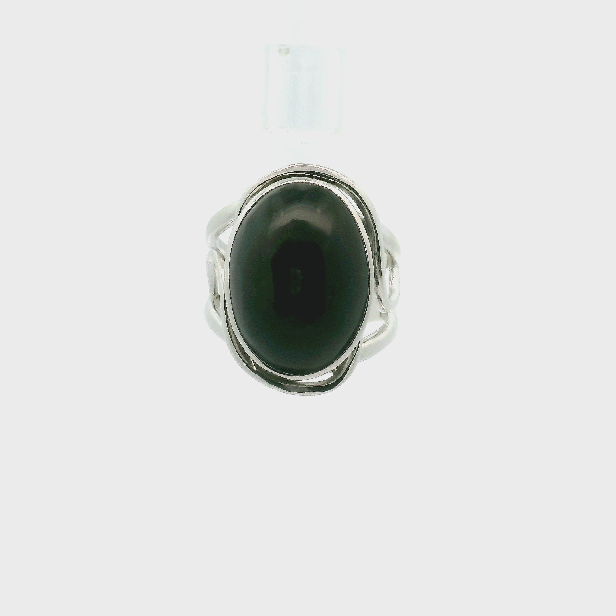 Velvet Obsidian Obsidian Finger Cuff Adjustable Ring .925 Silver for Transformation, Power and Protection