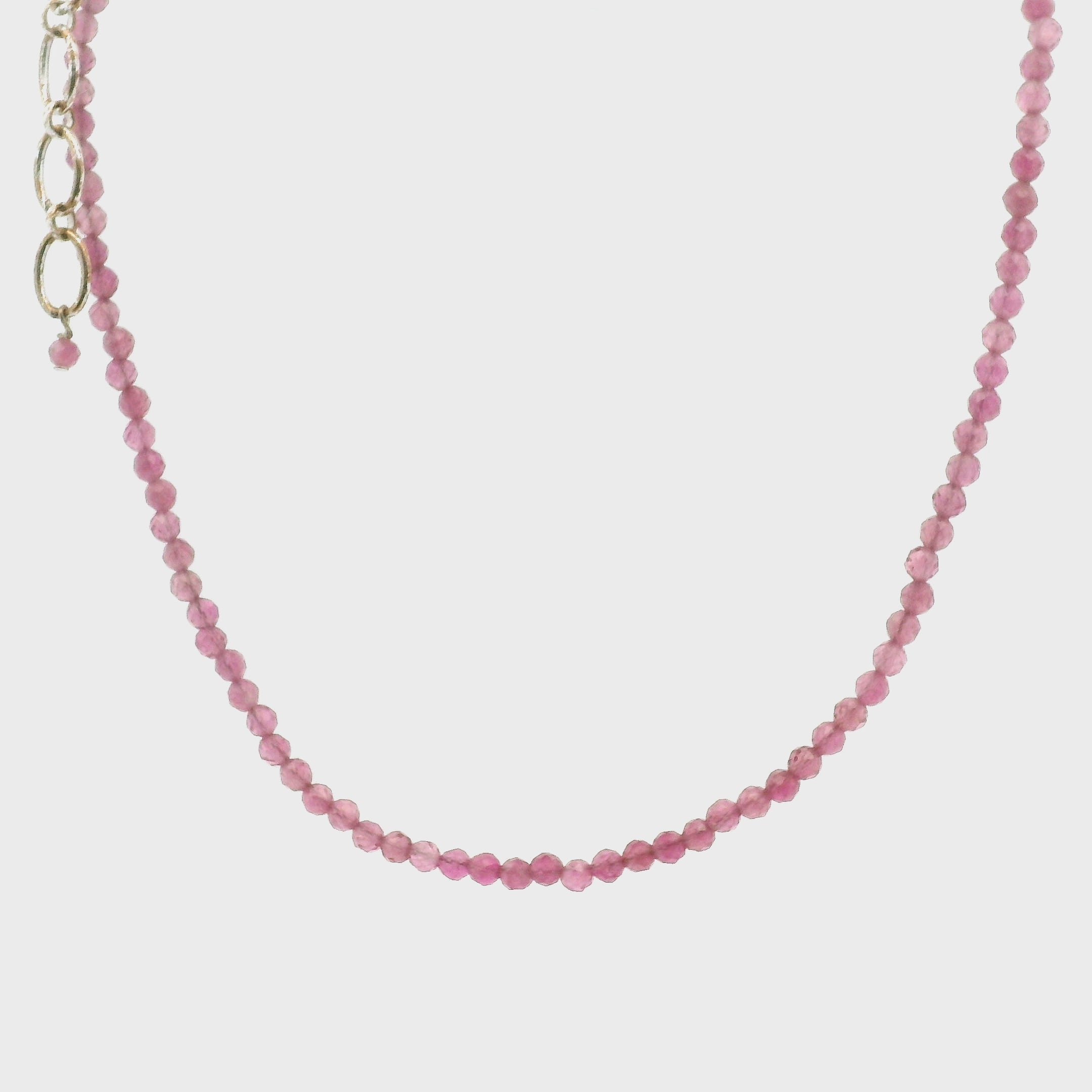 Pink Tourmaline Micro Faceted Necklace 925 Silver for Heart Healing, Kindness & Love