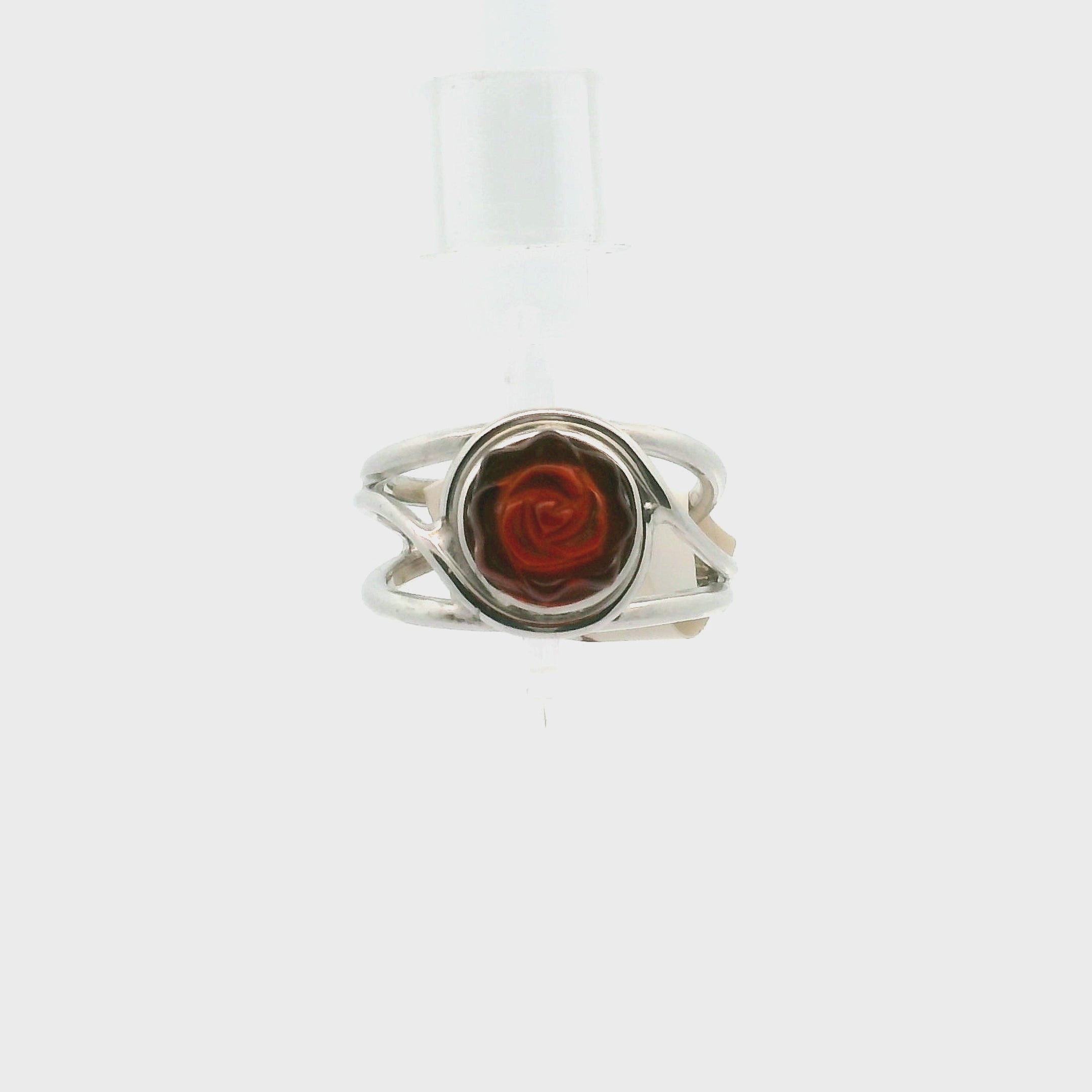 Hessonite Garnet Rose Cuff Ring in .925 Silver for Manifesting Love and Success in your Career, Protection and Wealth