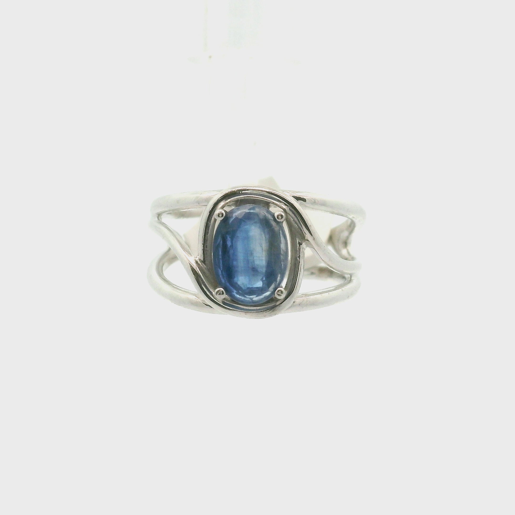 Kyanite Cuff Ring .925 Silver for Energetic Clearing and Purification