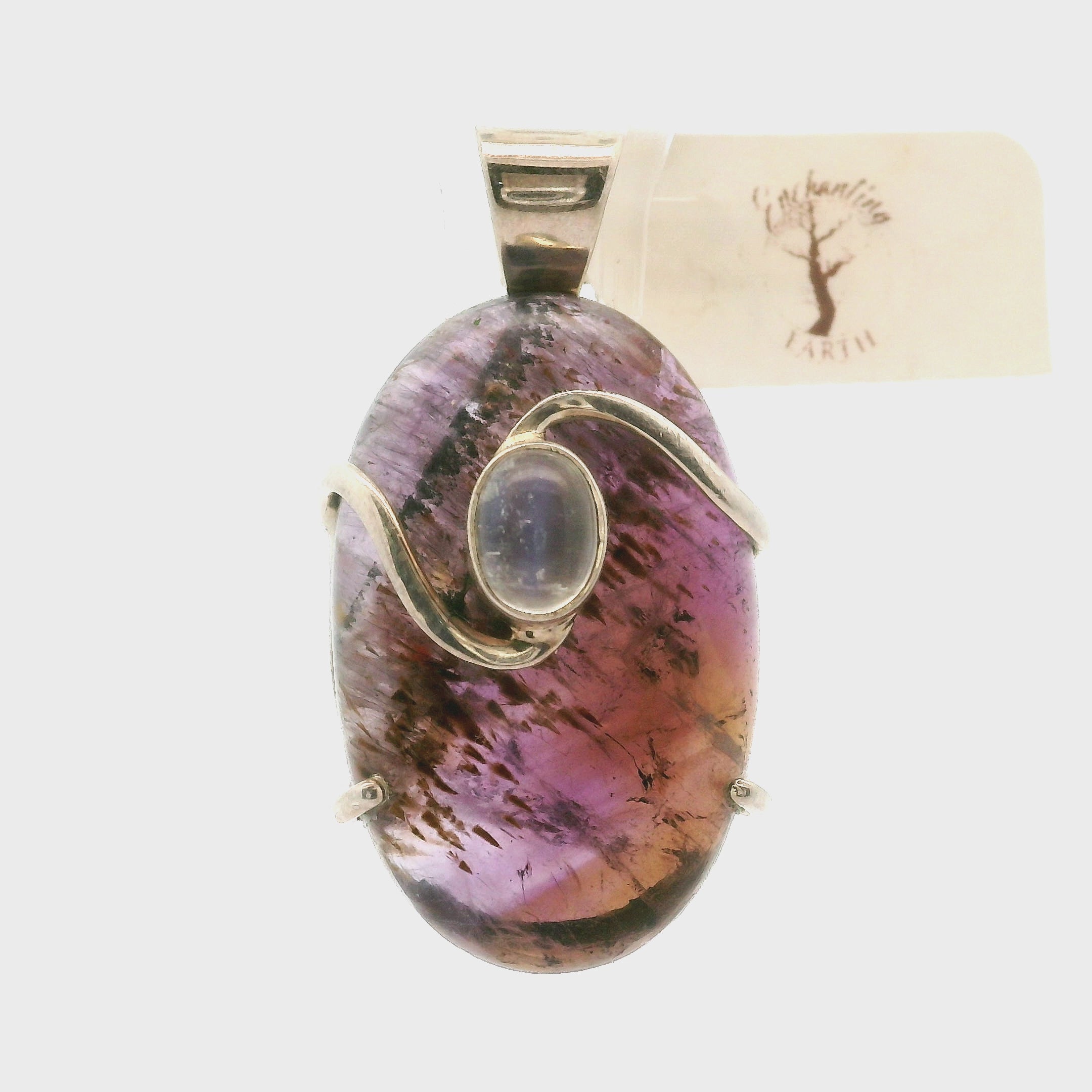 Ametrine with Moonstone Pendant .925 Silver for Empowerment, Harmony and Manifestation