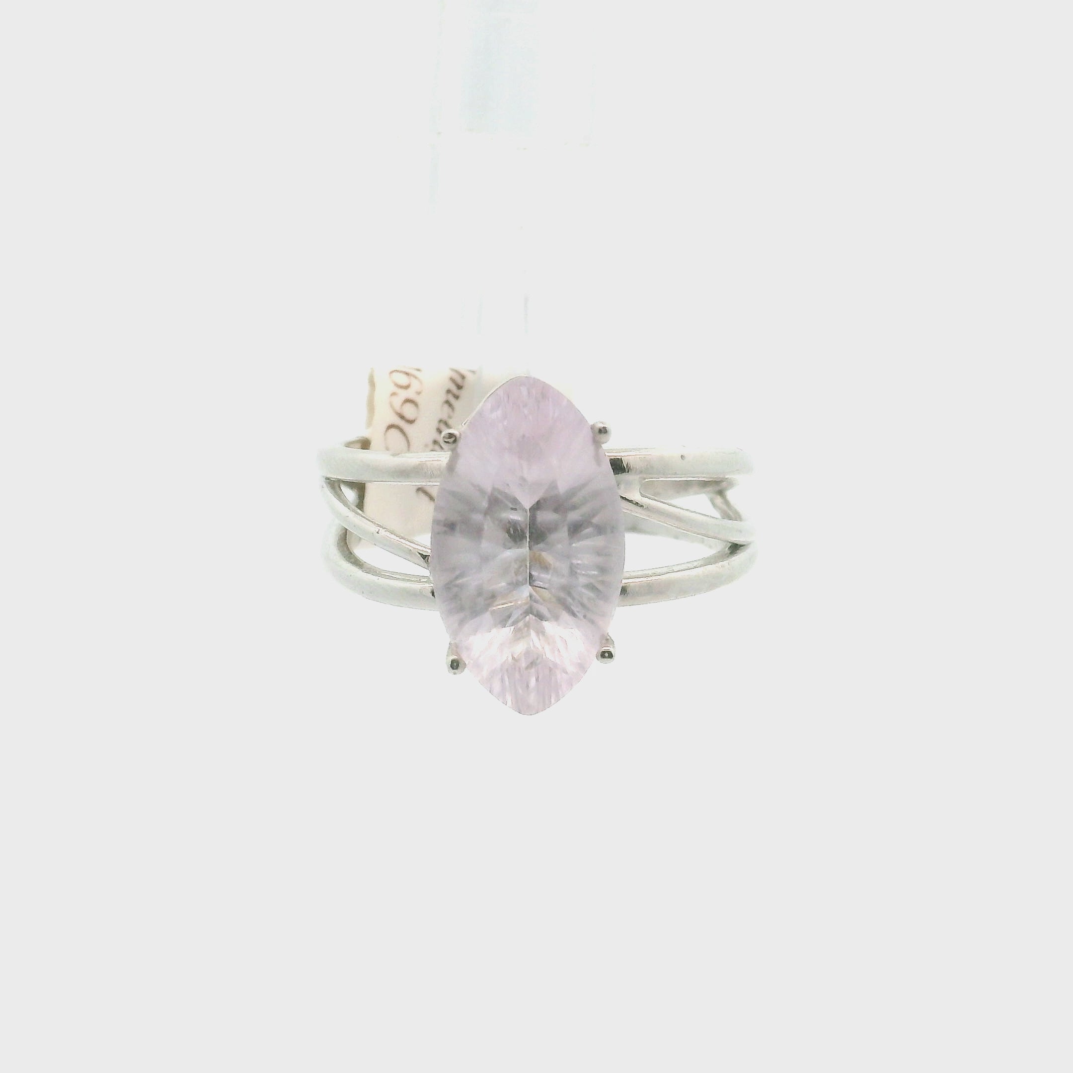 Rose De France Amethyst Faceted Cuff Ring .925 Silver for Enhancing Intuition & Connection with Divine