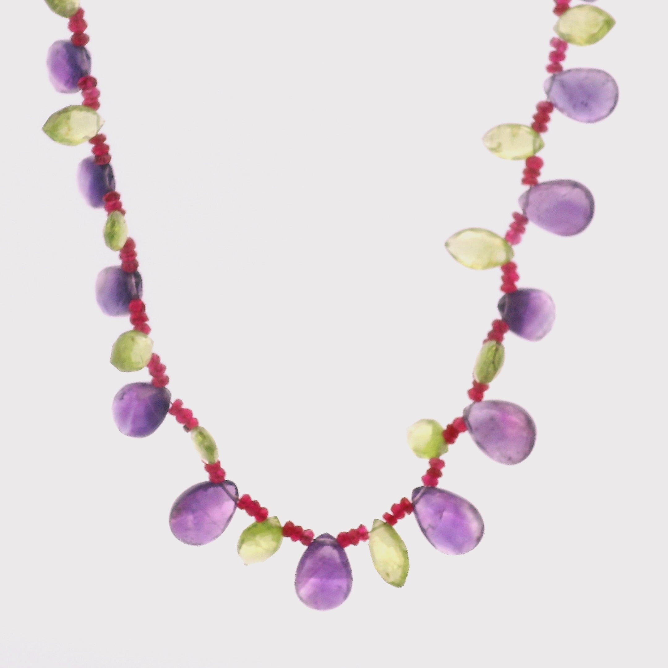 Ruby, Peridot and Amethyst Micro Necklace