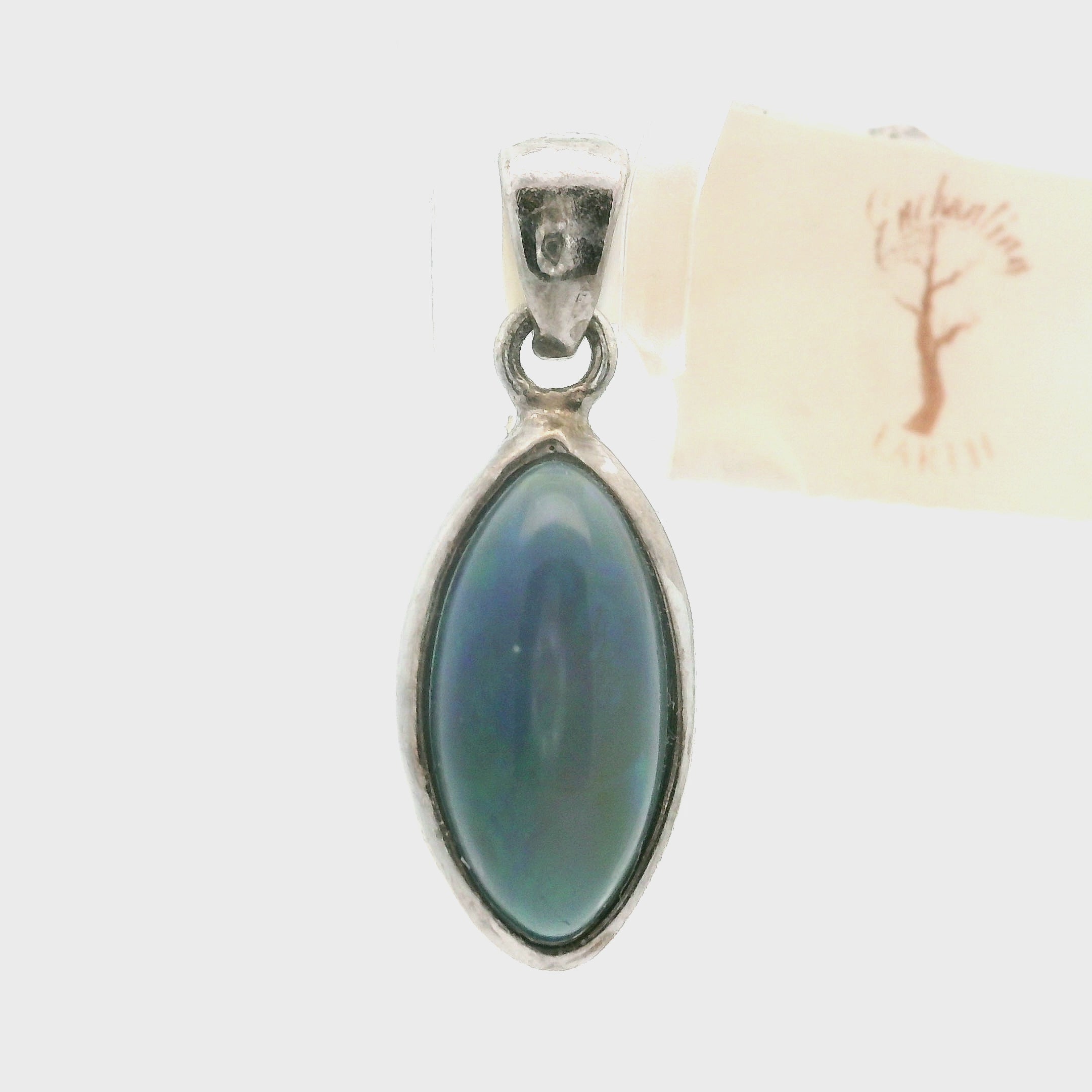 Black Opal Marquis Pendant .925 Silver for Psychic Abilities, Breakthroughs and Grounding