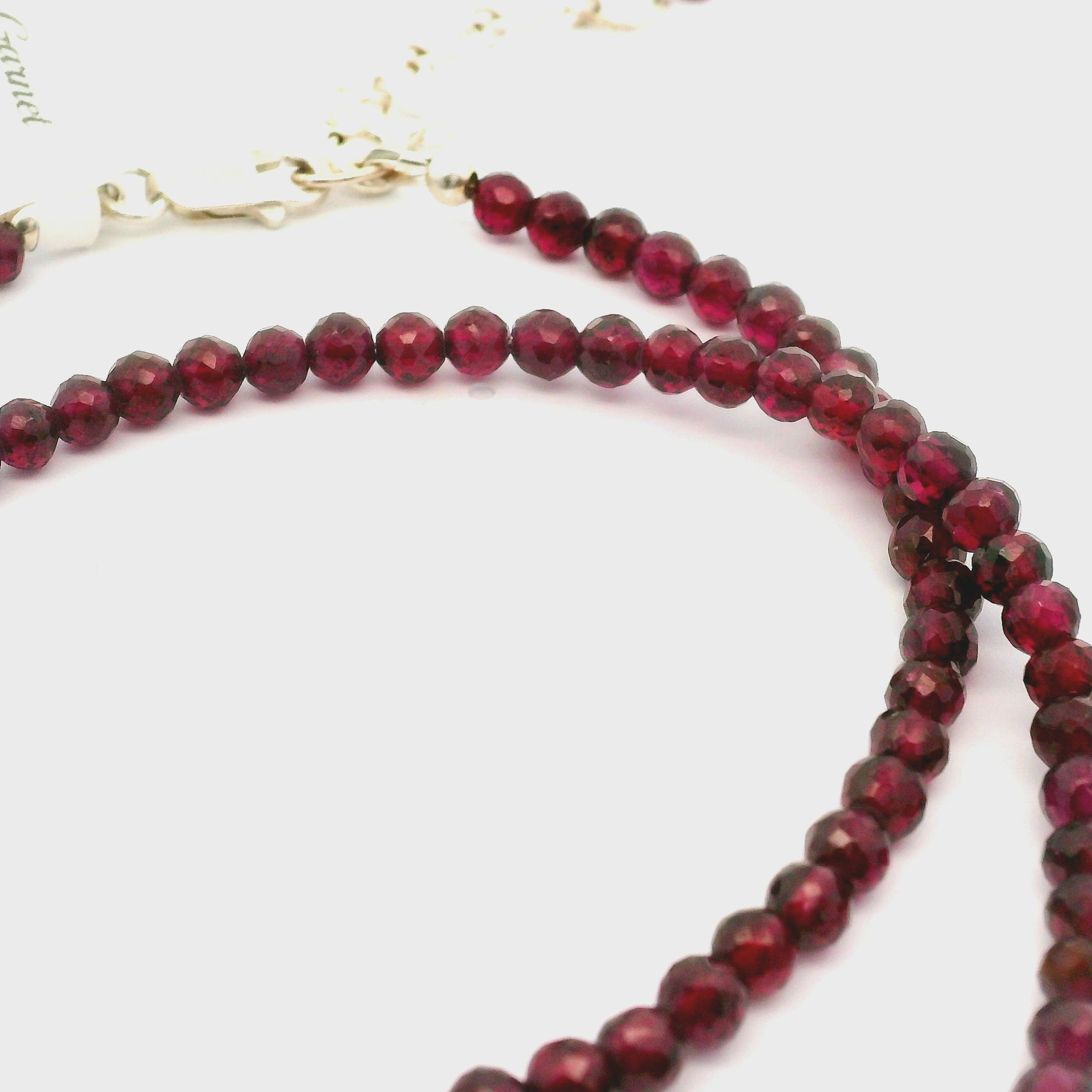 Rhodolite Garnet Micro Faceted Necklace 925 Silver for Manifesting Love and Success in your Career, Protection and Wealth