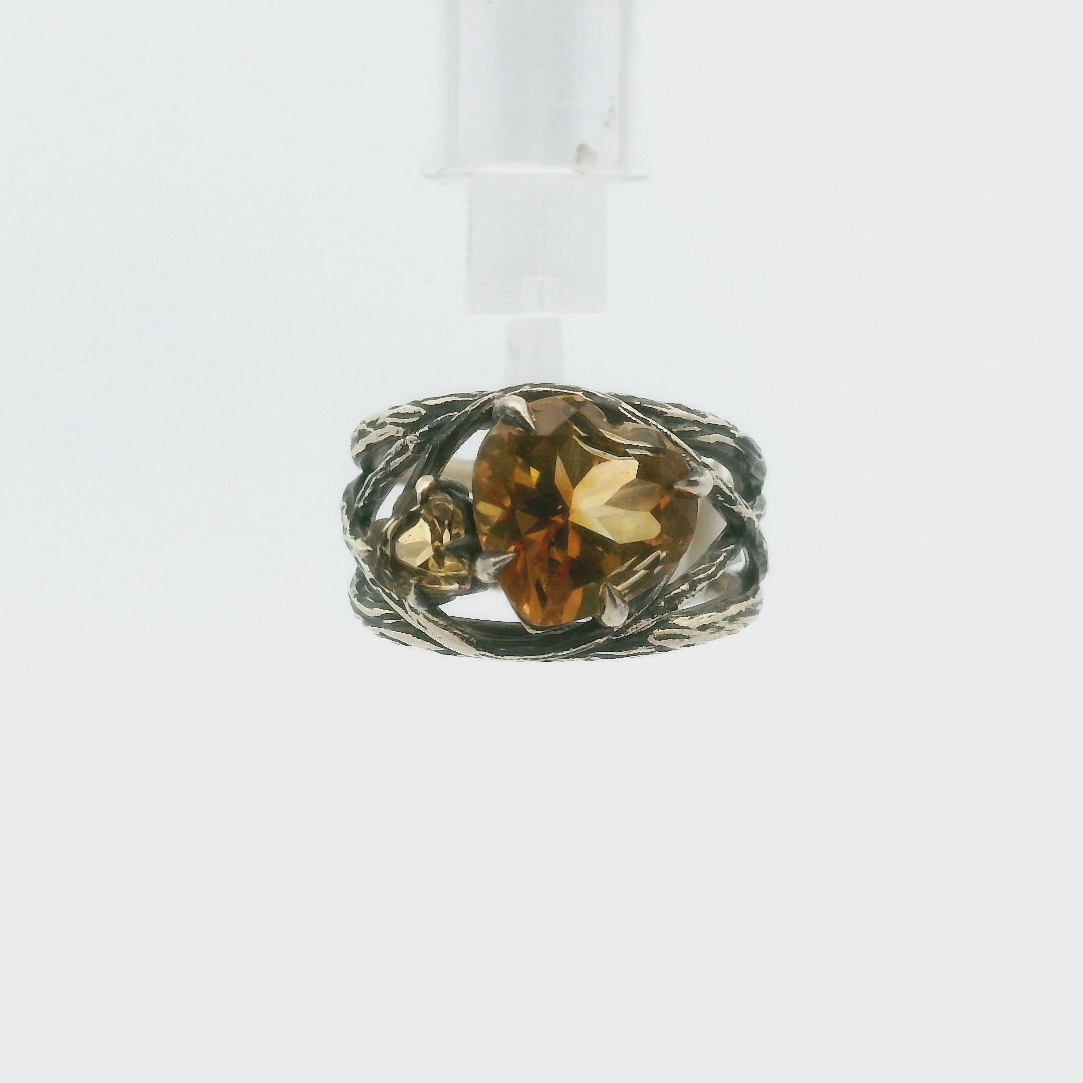 Double Heart Bad Witch Cuff Ring .925 Silver for Empowerment, Grounding and Protection
