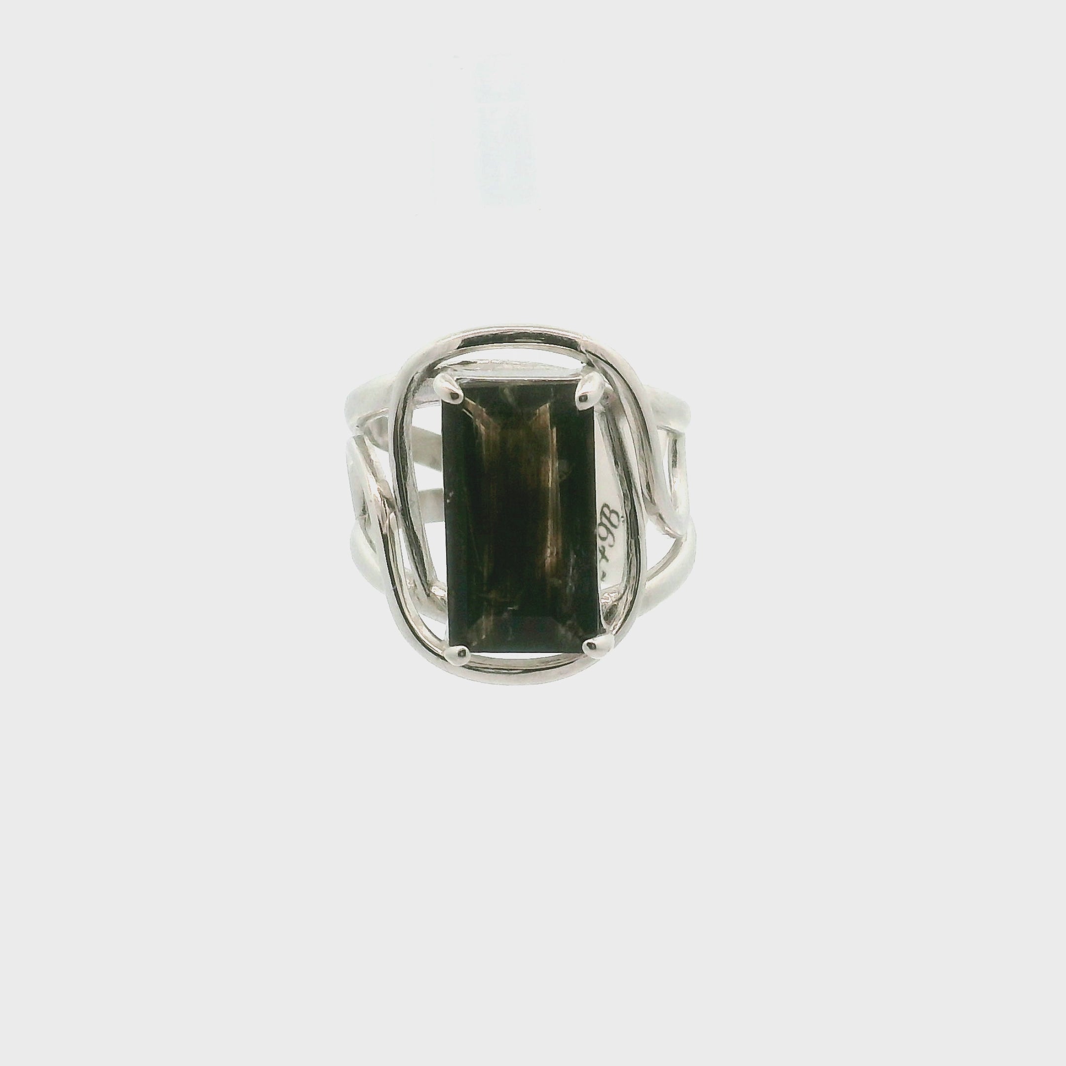 Dark Rainbow Scapolite Midi Cuff Ring .925 Silver for Enhancing Communication with Guides, Insight & Memory