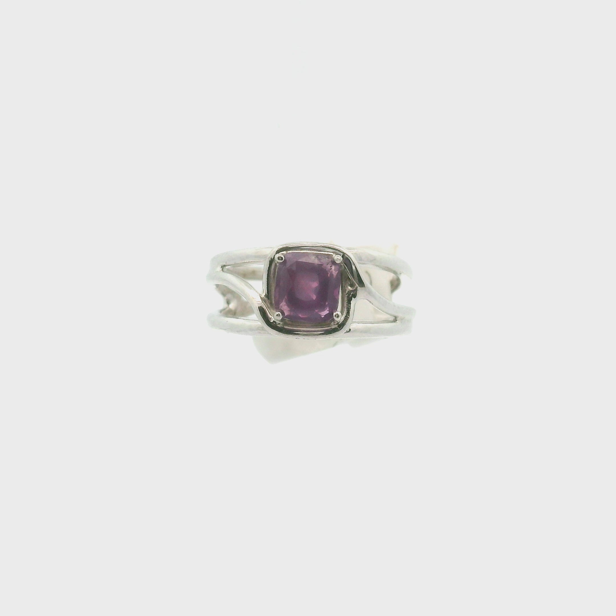 Purple Sapphire Midi Cuff Ring .925 Sterling Silver for Personal Development and Knowledge