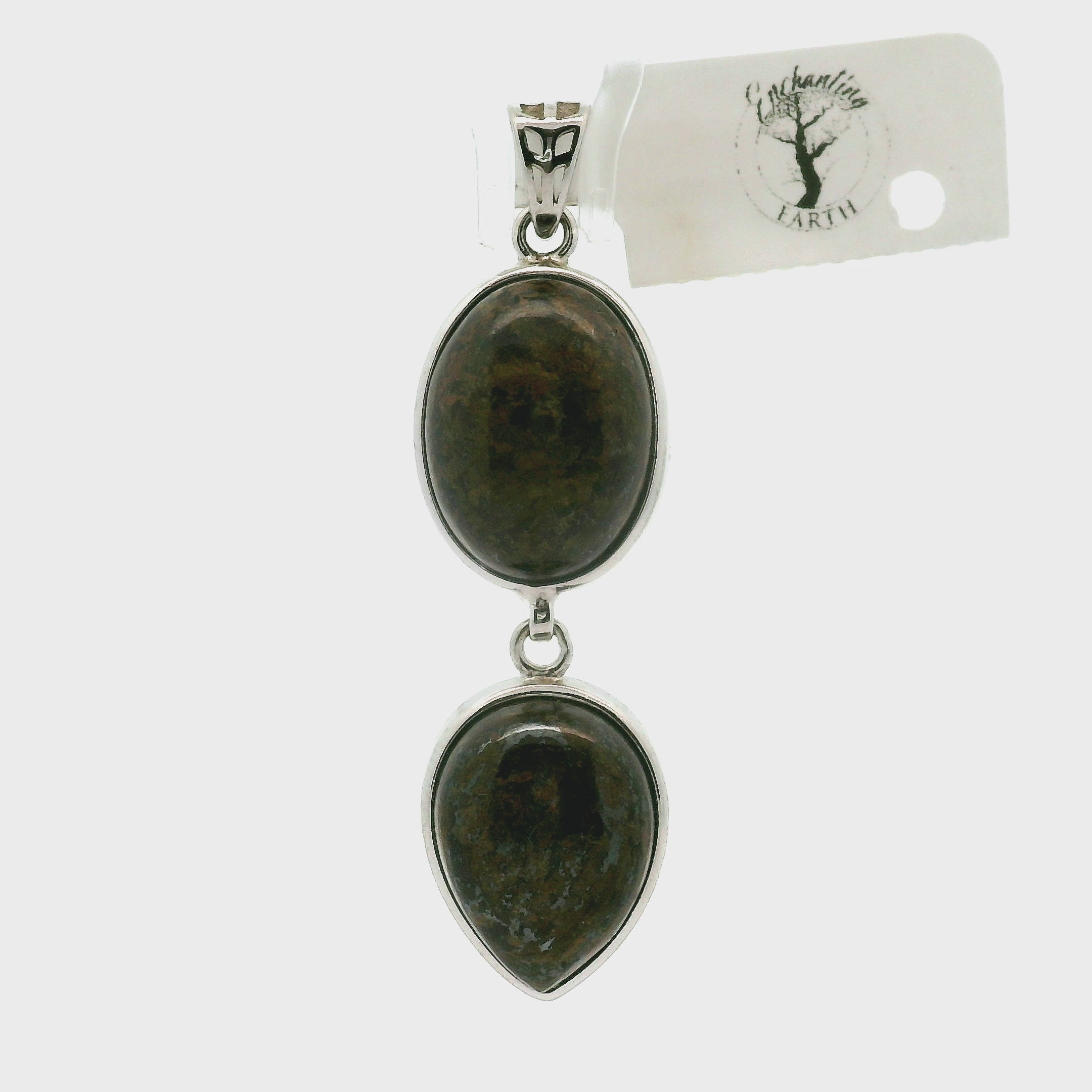 Bronzite Double Pendant .925 Silver for Achieving Success, Manifestation and Justice
