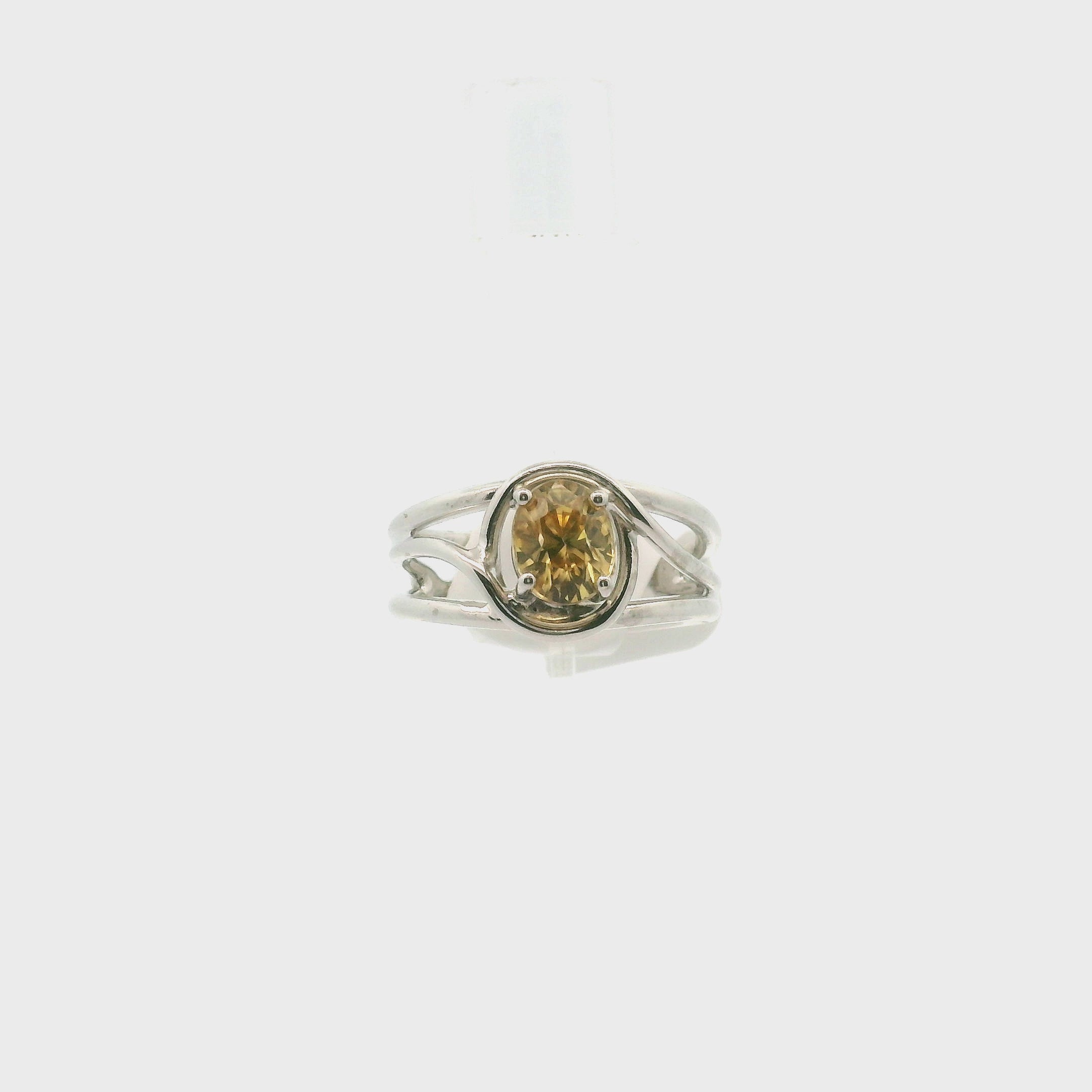 Solar Zircon Cuff Ring .925 Silver for Vitality and Expansion