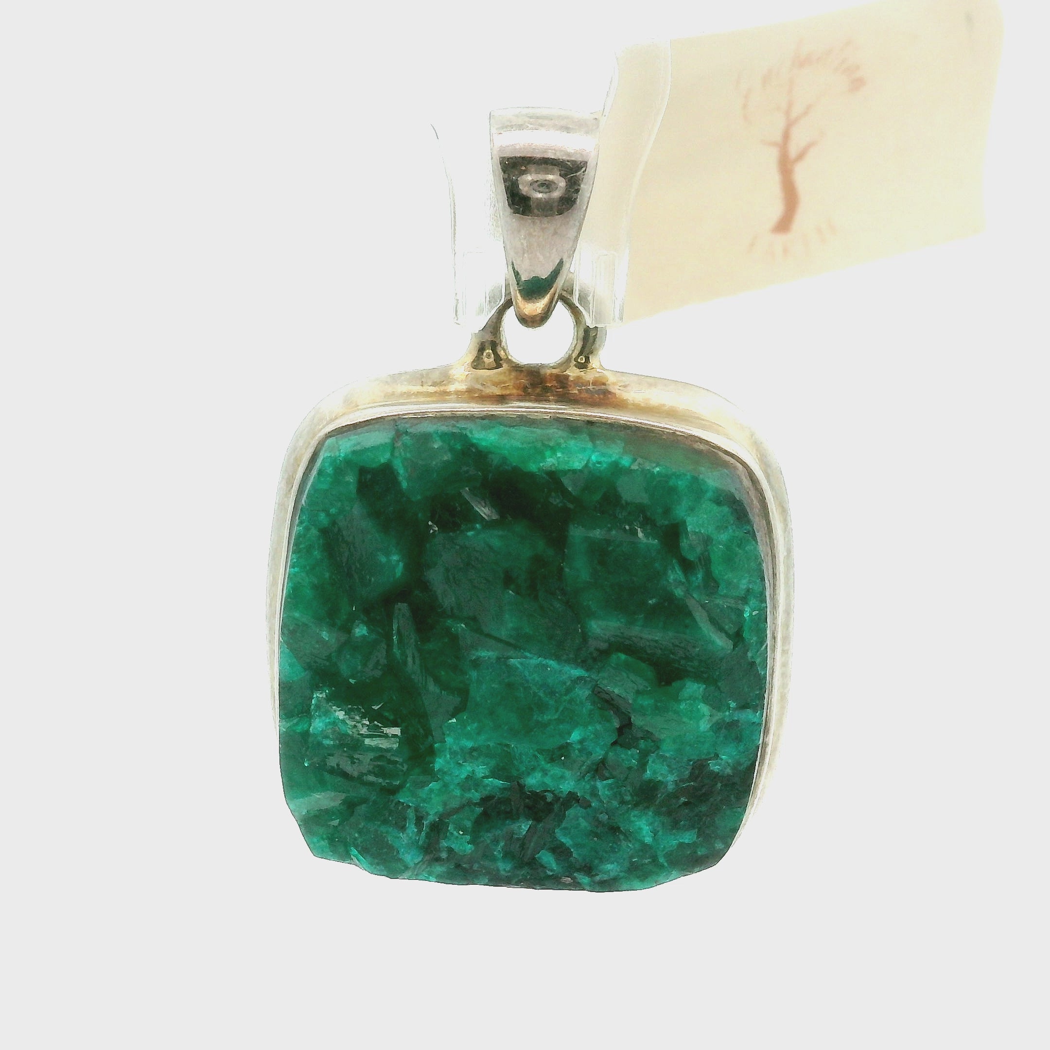 Druzy Raw Dioptase Bezel Pendant (High Quality) for Grief, Depression and Anxiety